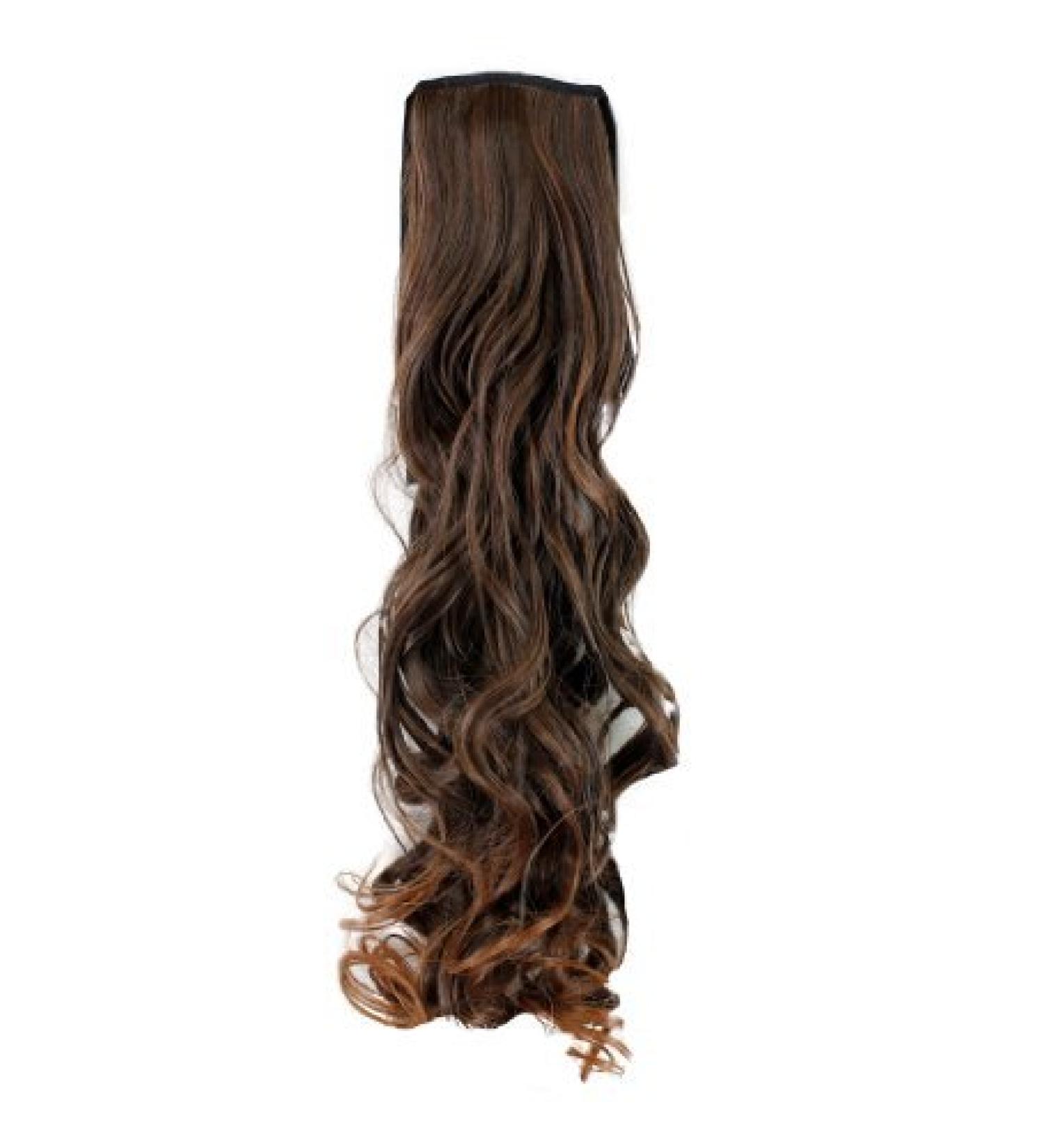WIG ME UP - YZF-1094HT-2T30 Hairpiece ponytail brown mix wavy 63cm attached with ribbon/band and clip brown light chestnut (2T30)