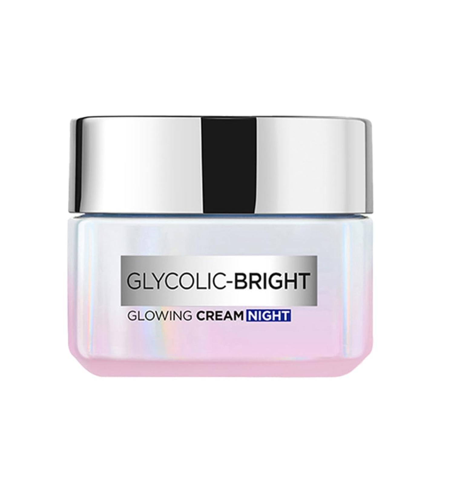 L'Oreal Paris Glycolic Bright Glowing Night Cream 15ml - Overnight Brightening Cream with Glycolic Acid for Spot Minimization & Radiant Skin - Buy Online on GoSupps.com