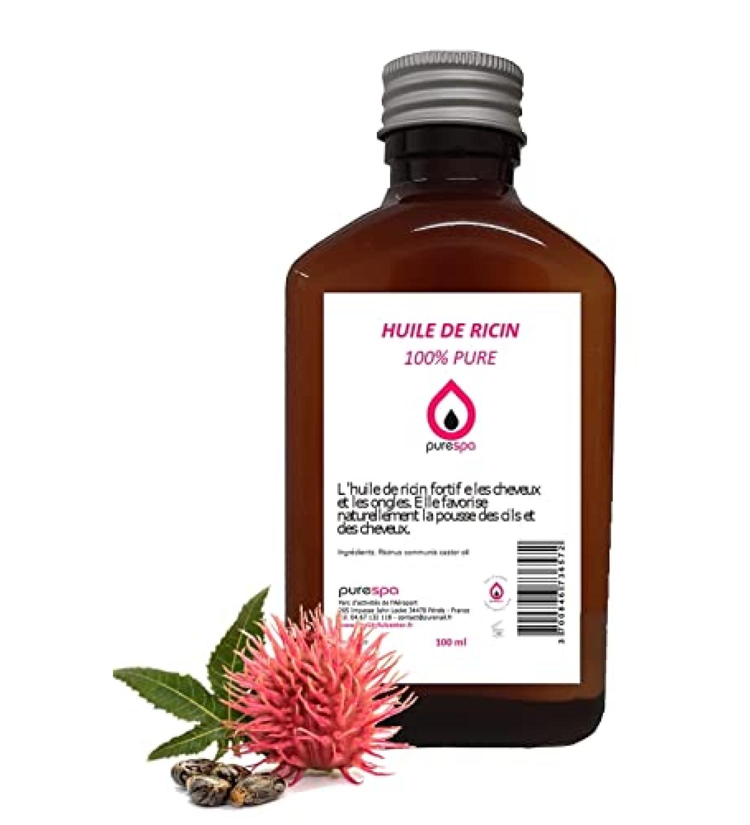 Purespa - Organic Castor Oil - 100% Pure - Natural - Cold Pressed - ECOCERT Cosmos Certified - Eyelashes - Eyebrows - Body - Hair - Beard - Nails - Beaver Oil - Pipette + Glass Bottle - (100 ml)