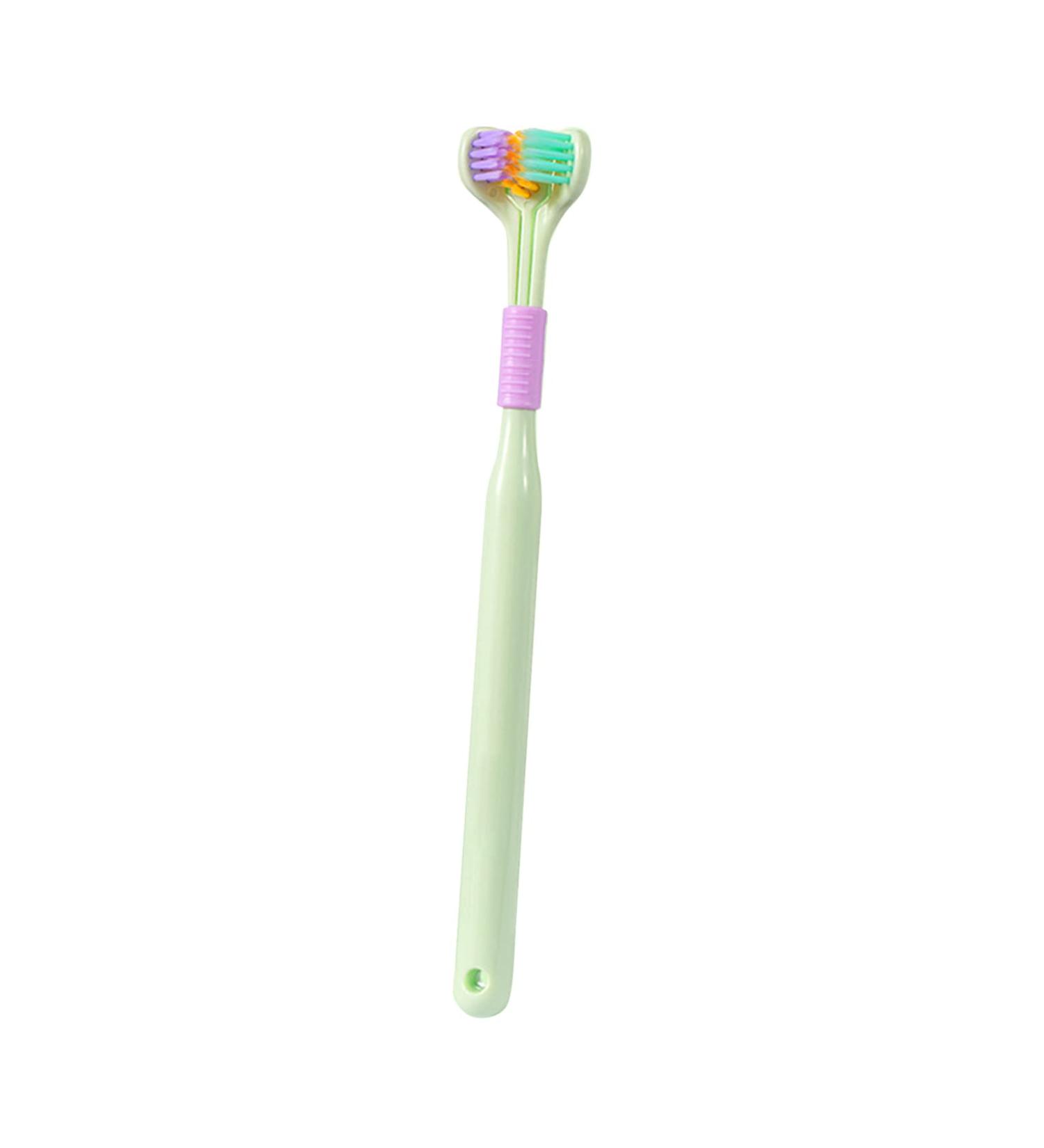 Ultra-Fine Three-Sided Toothbrush for Adults & Children with Autism - Soft Bristles for Complete Tooth & Gum Care - Green (19.5x0.5 cm) - Buy Online on GoSupps.com