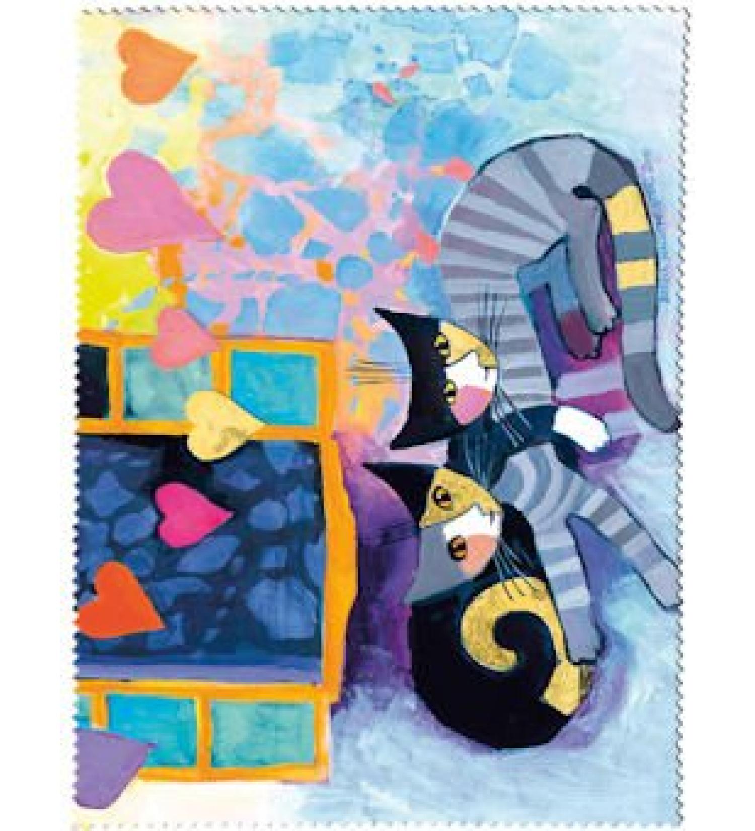 Fridolin glasses cleaning cloth Rosina Wachtmeister-Flying Hearts fabric colorful 18x12.5x1 cm