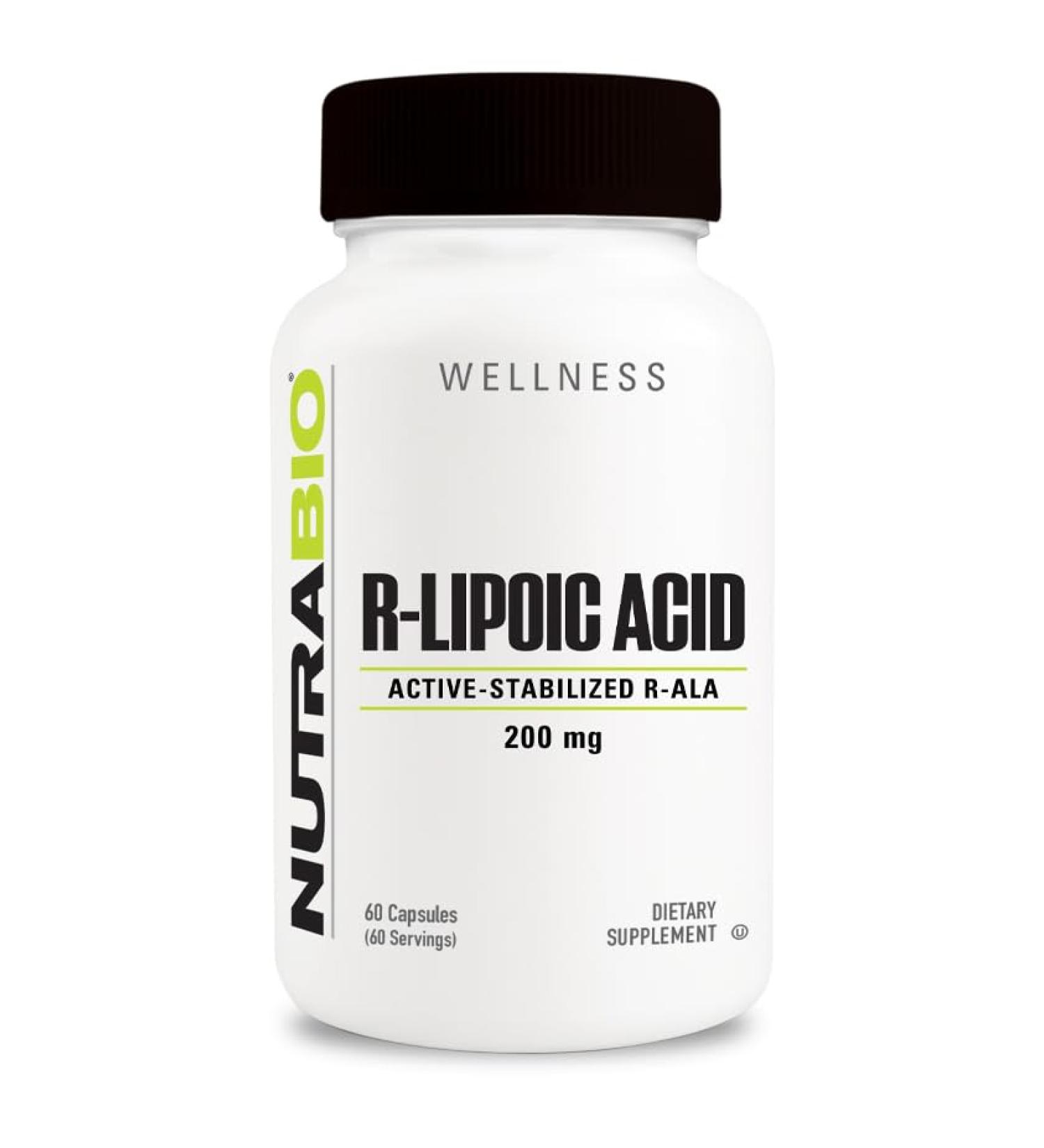 NutraBio R-Lipoic Acid Supplement 200mg Premium R-ALA for Enhanced Absorption & Wellness Support 60 Capsules - Buy Online on GoSupps.com