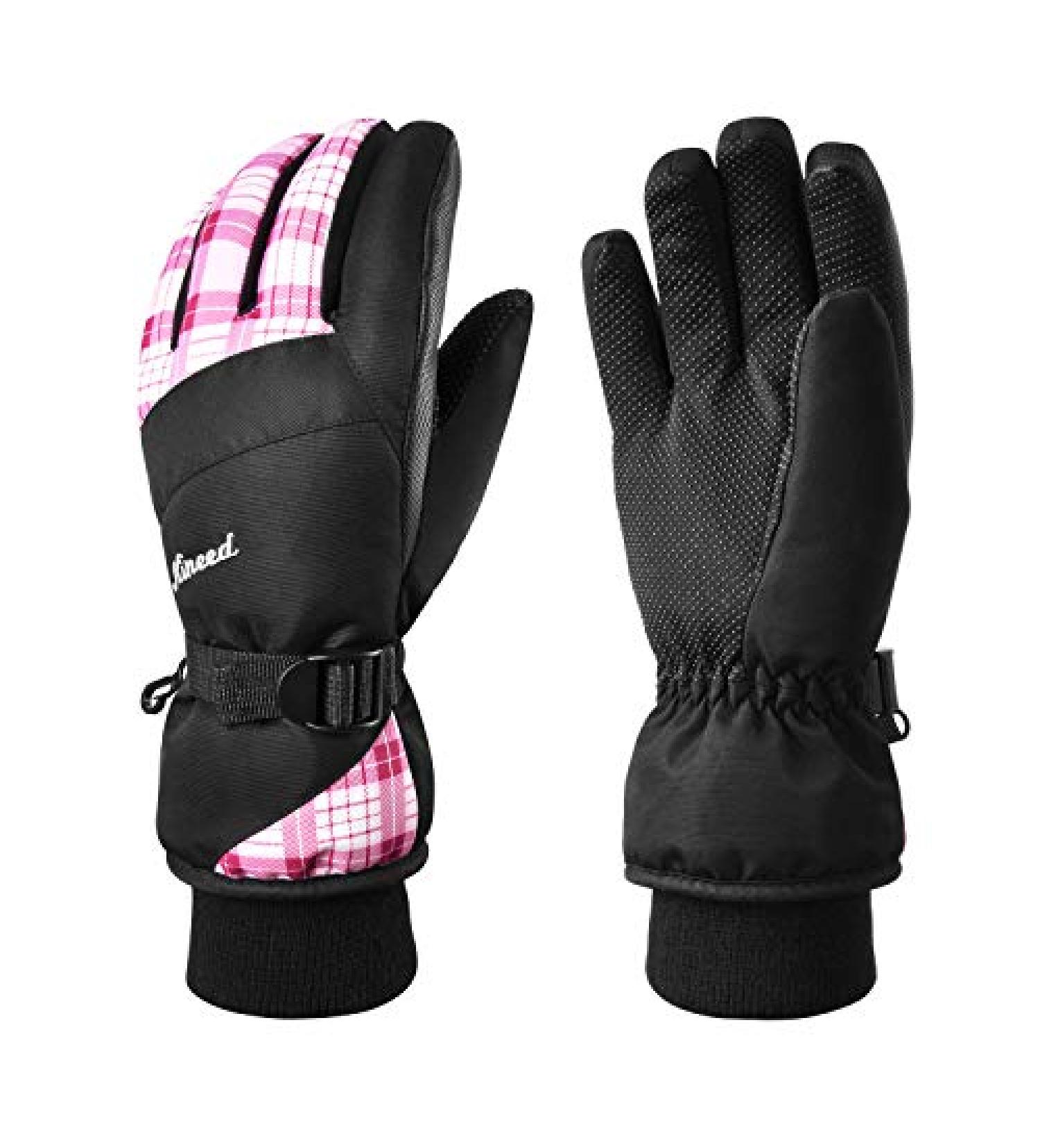 KINEED Waterproof Ski Gloves | Touchscreen 3M Thinsulate | Winter Snow Gloves Women Youth Small Pink - Buy Online on GoSupps.com