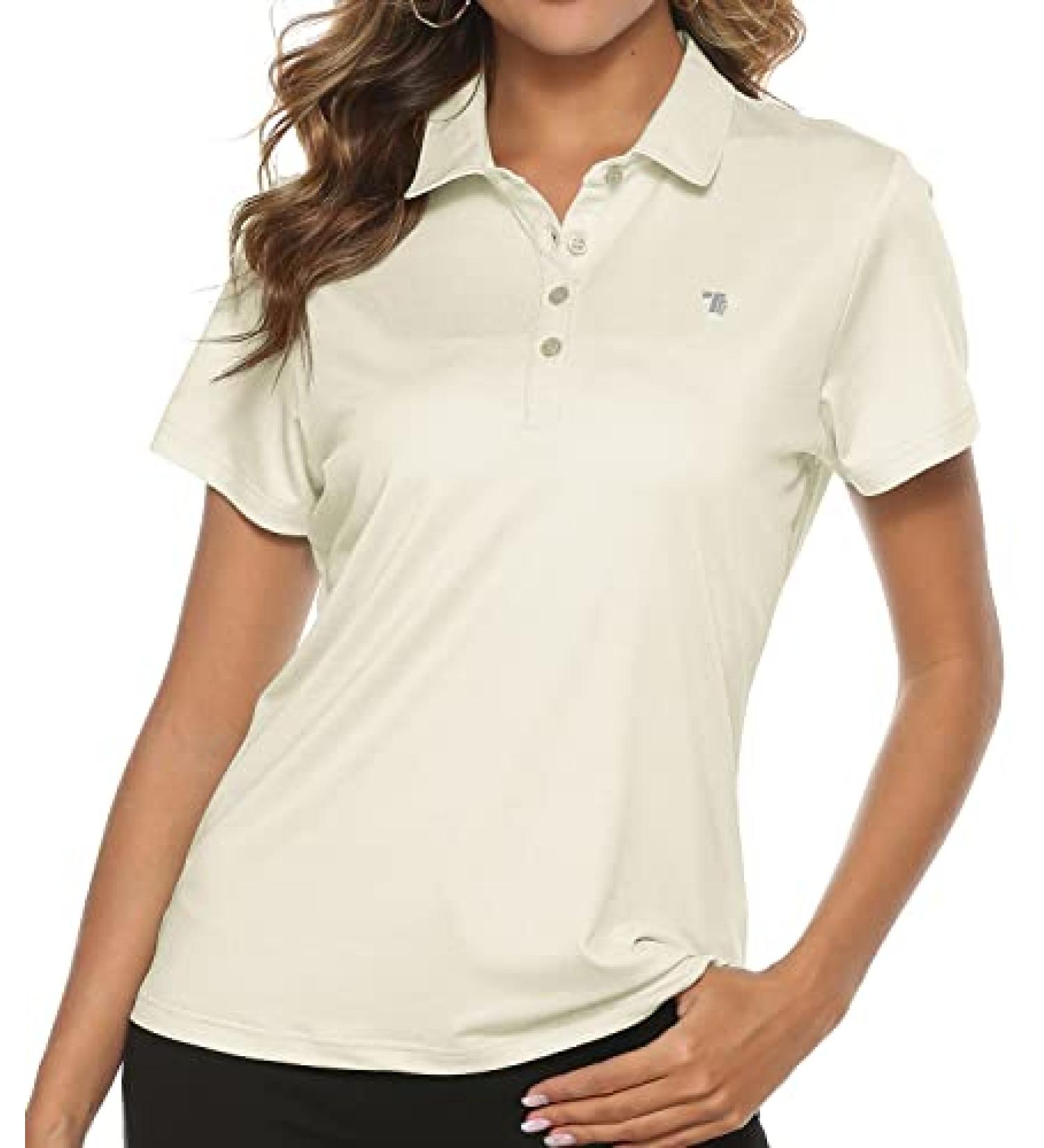 Women's Golf Polo T-Shirt | Moisture-Wicking, Quick Dry, Lightweight | TBMPOY C14, Eggnog - Size Large - Buy Online on GoSupps.com