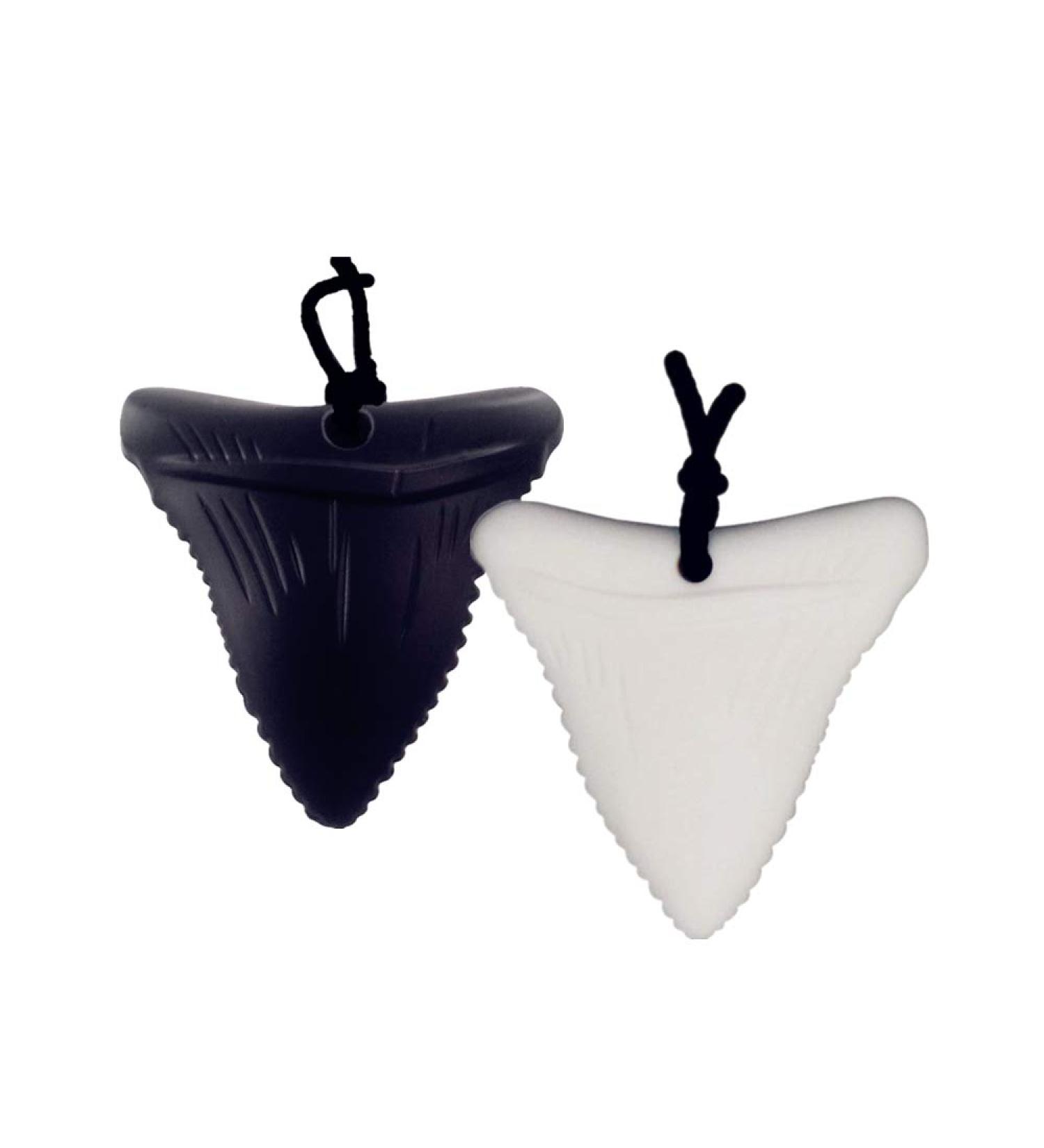 Chewing Ring Necklace - Silicone Shark Tooth Shape for Adults & Babies | Sensory Tools for Autism ADHD & Dental Care - 2 Pieces - Buy Online on GoSupps.com
