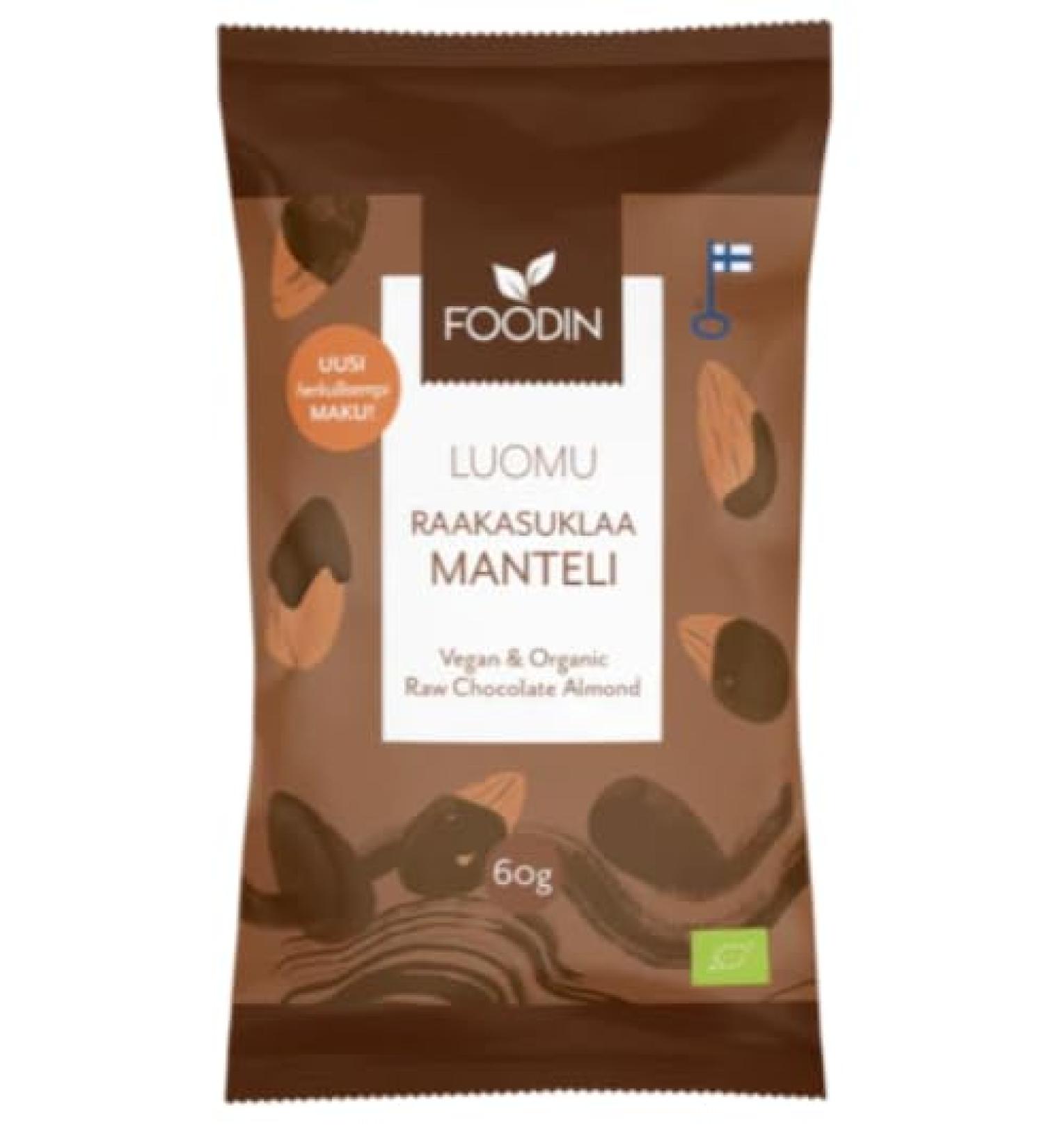 Foodin Raw Chocolate Almond Organic 60 g Pack of 8 - Buy Online on GoSupps.com