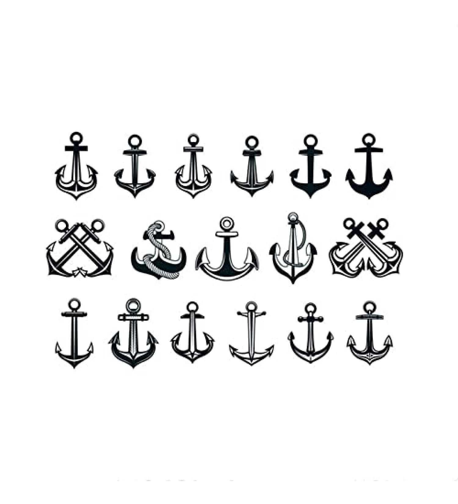 SanerLian Anchor Ship Temporary Tattoo Sticker Waterproof Adult Men Women Hand Arm Shoulder 15X11cm Set of 2 (SF6106)