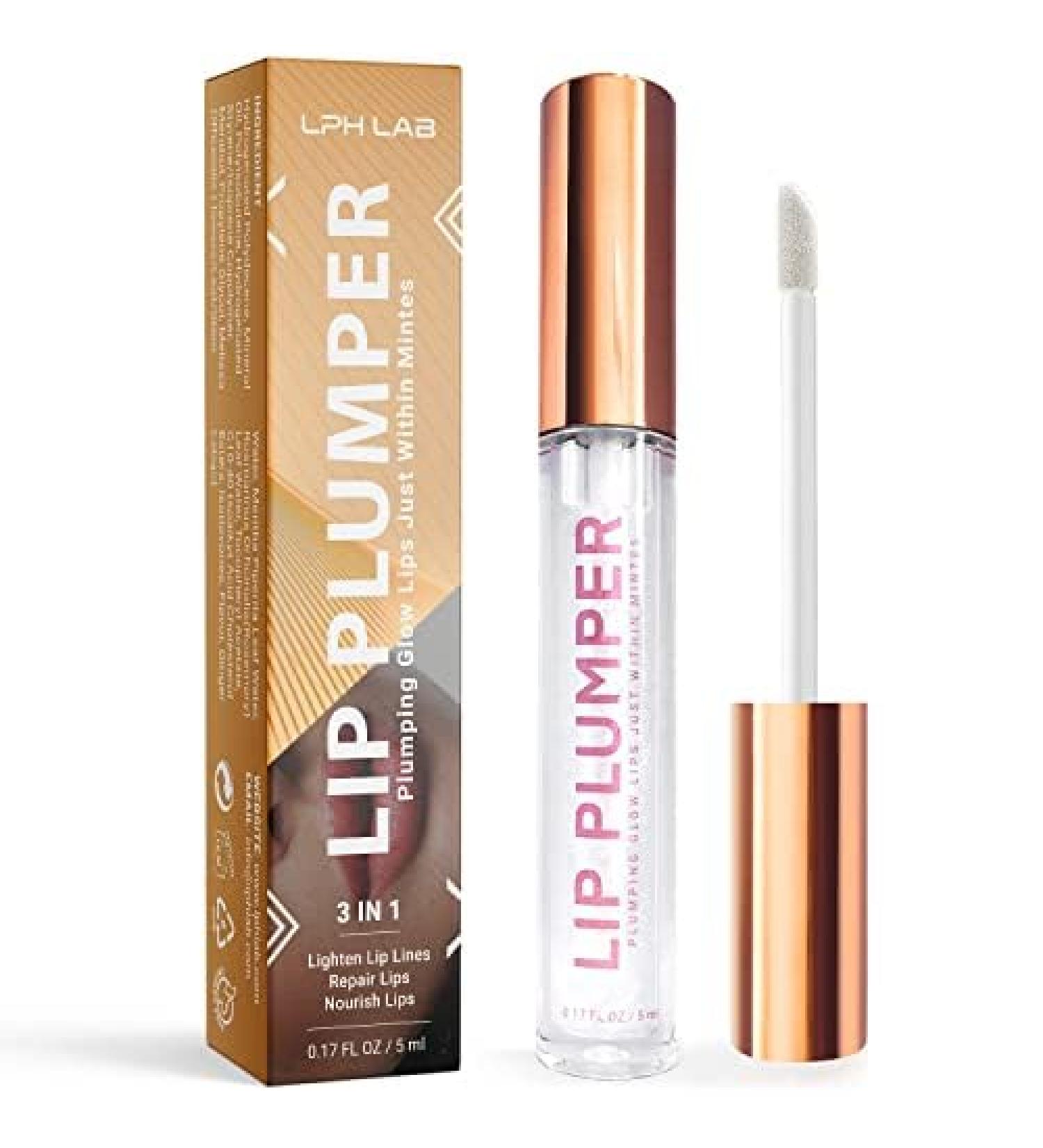 Lip Plumper Gloss - Hydrating Clear Plumping Lip Gloss with Hyaluronic Acid & Nourishing Ingredients for Smooth Lips - Buy Online on GoSupps.com