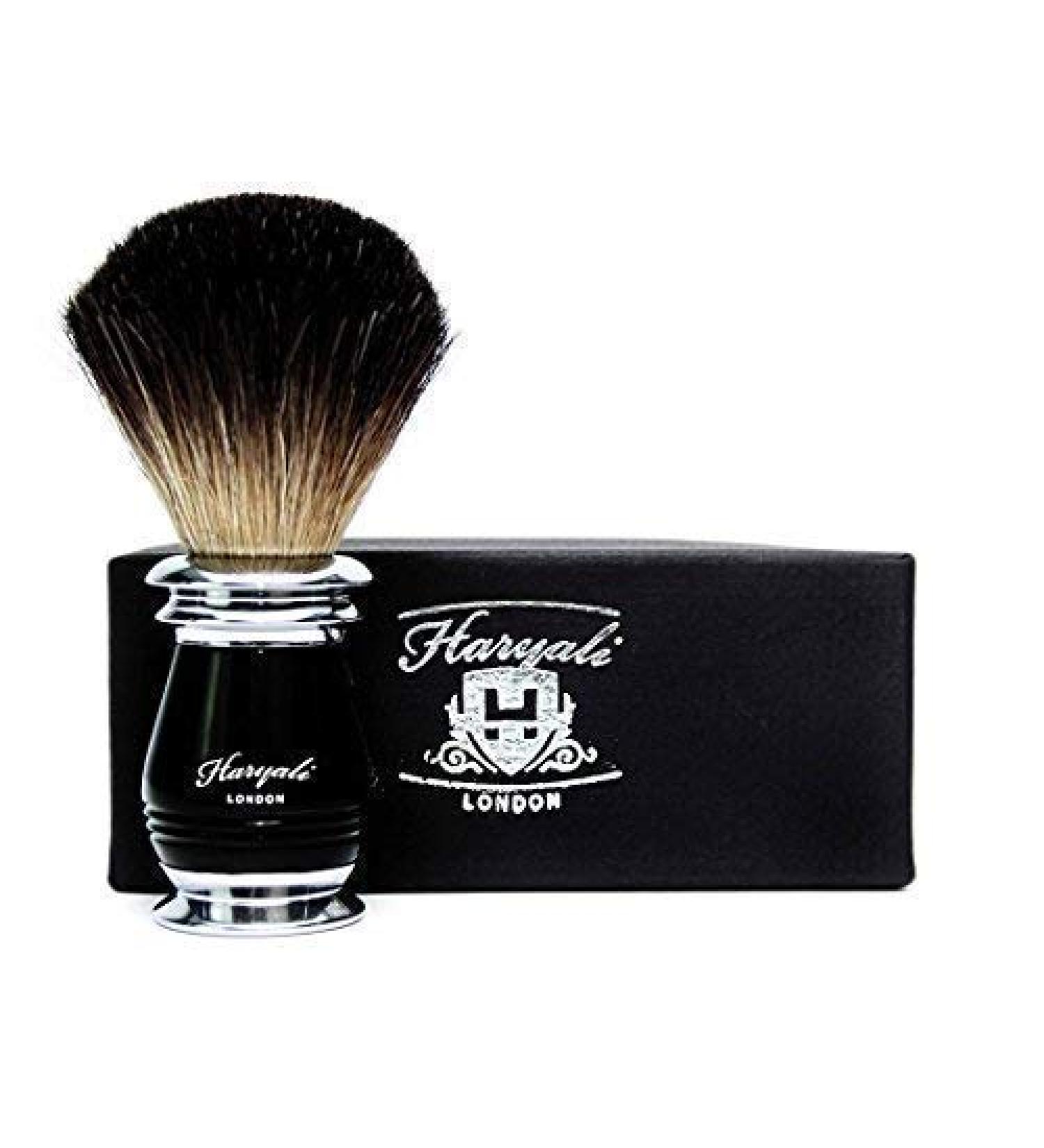 Perfect shaving brush for men with pure black roof hair in black & metal handle.Delivery in a designer box gifts for men which have everything