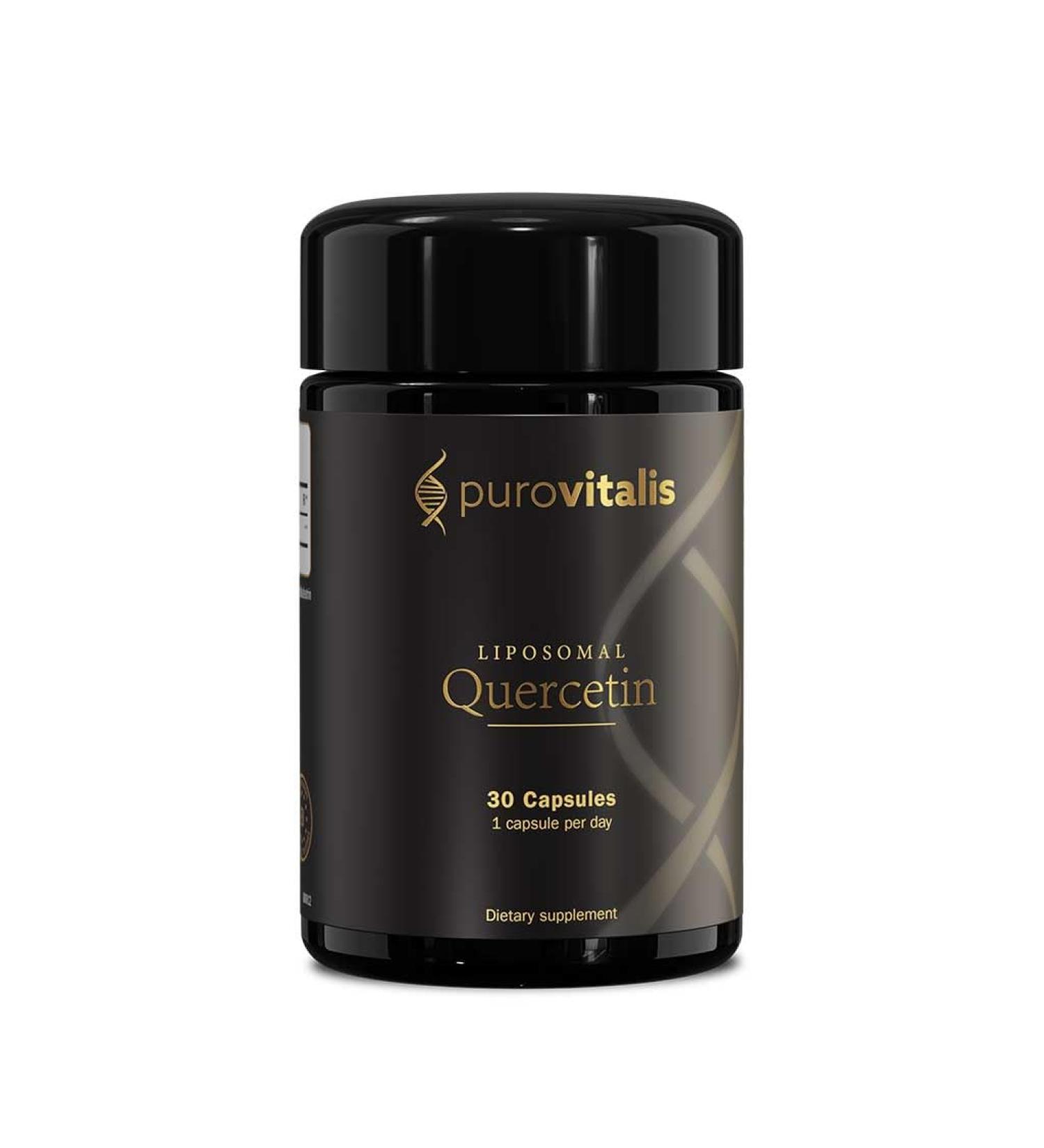 PUROVITALIS Liposomal Quercetin 125mg (500 mg Equivalent) 99% Purity High Bioavailability Antioxidant and Immune Support Supplement 1-Month Supply (30 Vegan Capsules) - Buy Online on GoSupps.com