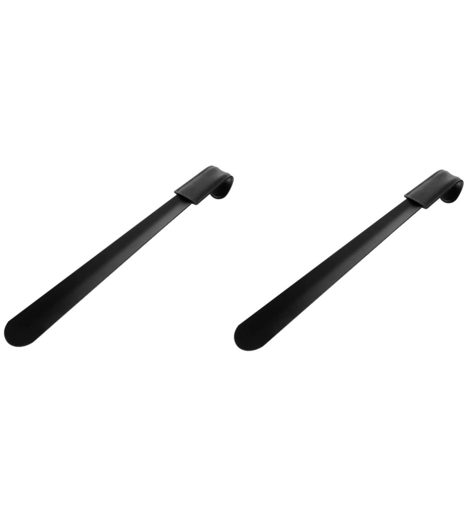 DOITOOL 2pcs Long Stainless Steel Shoehorn Set - Household and Travel Shoe Assist Tool for Men, Women, Kids - Pregnancy Helper, Black Handle - 41.3x4.3cm - Buy Online on GoSupps.com