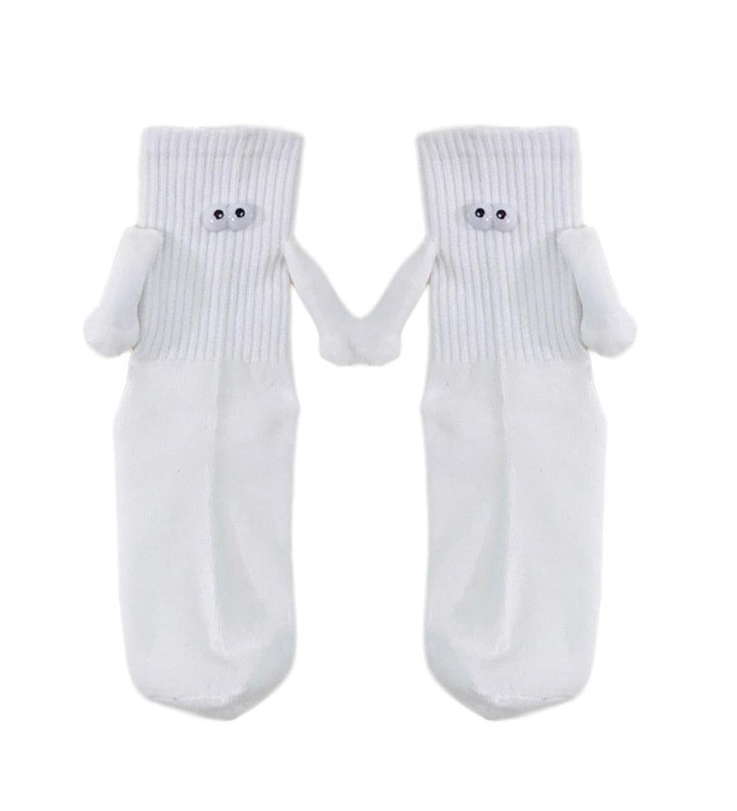 Magnetic Suction 3D Doll Couple Socks - Cute Novelty Gift for Him & Her | Casual Funny Socks 1 Pair White - Buy Online on GoSupps.com