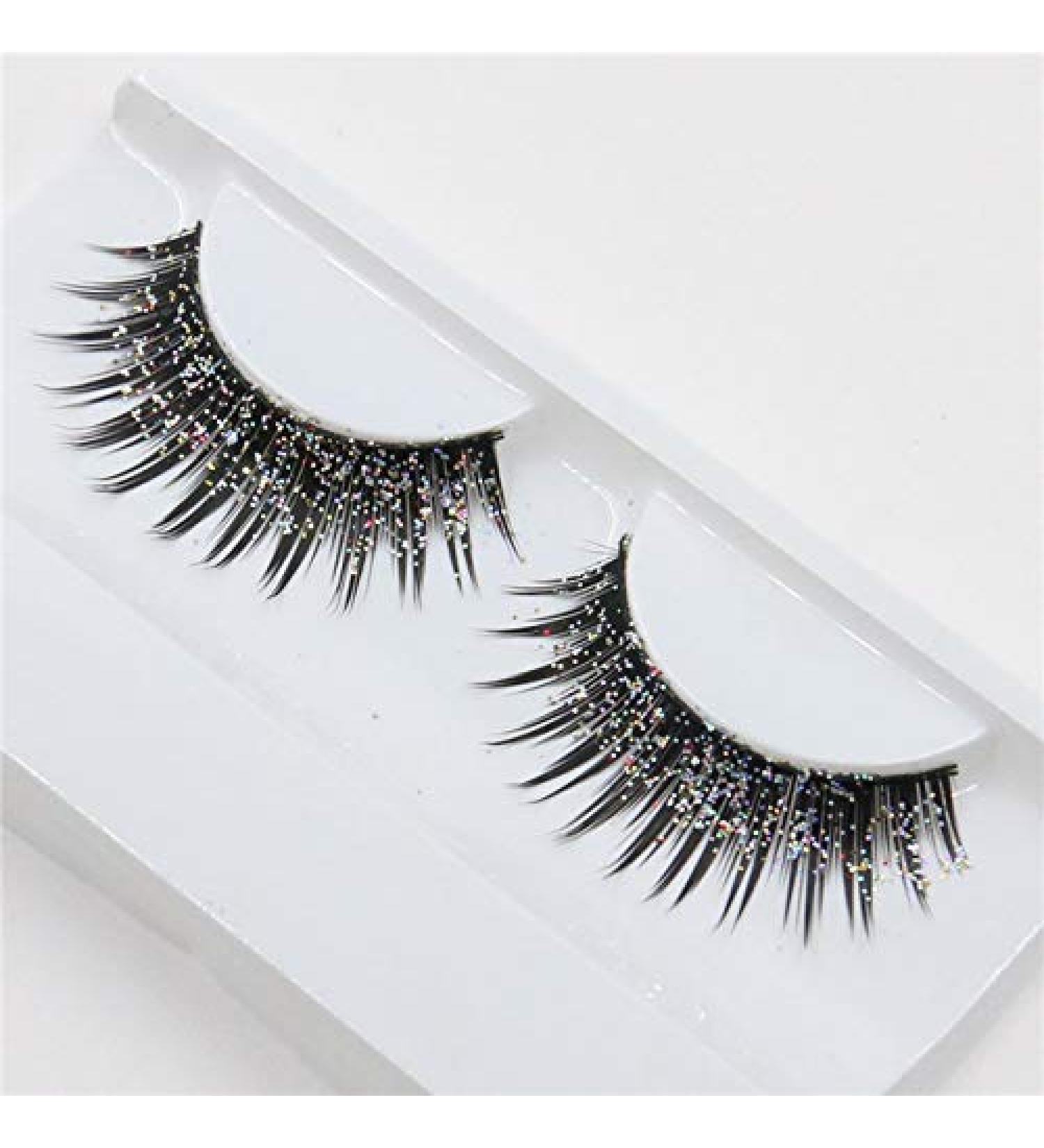 1 PAIR QUALITY DRAMATIC GLITTER or DIAMONTE THICK FALSE FAKE EYE LASHES UK