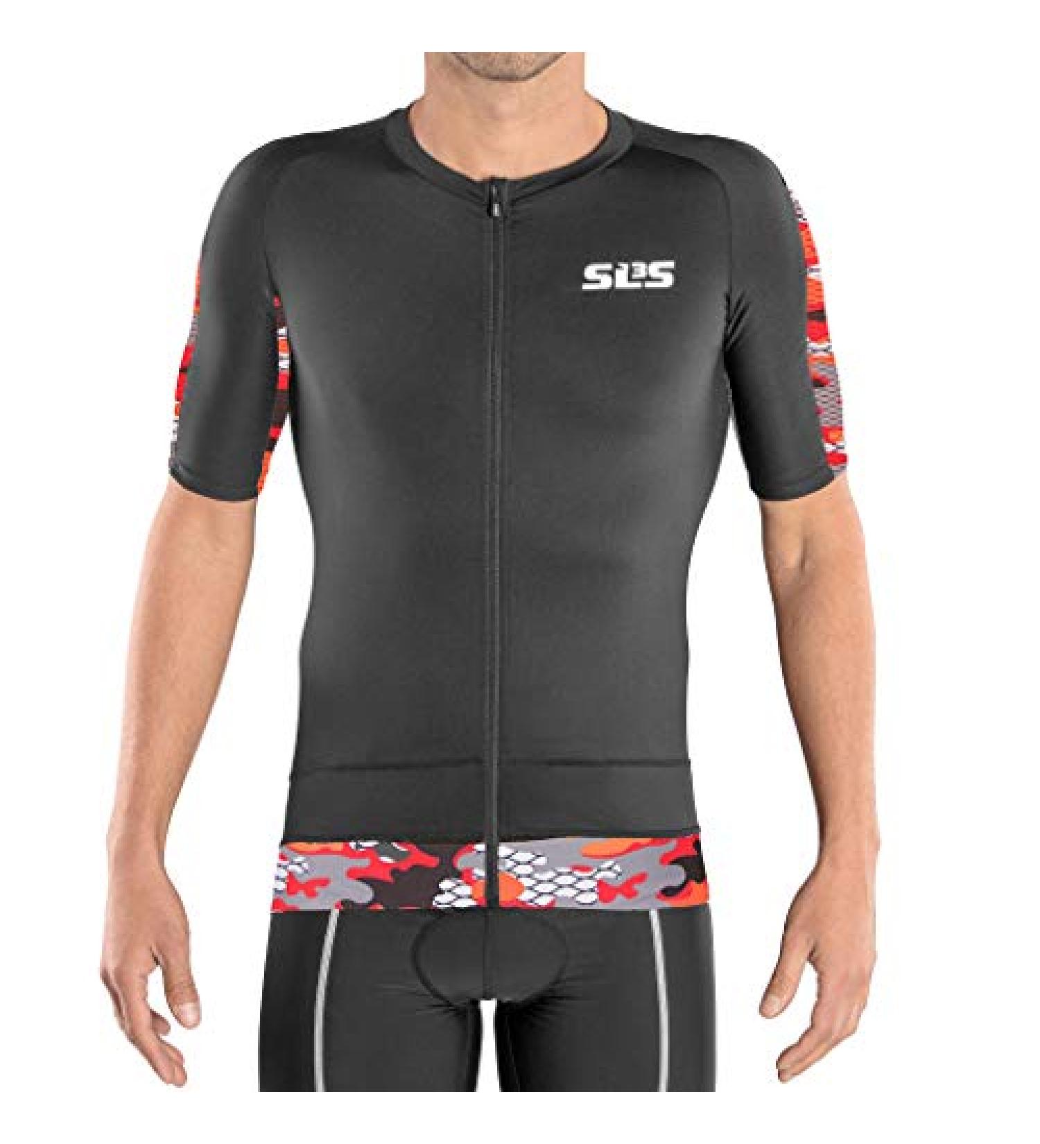 SLS3 Men's Tri Top Short Sleeve | Aero Cycle Jersey for Triathlons | Black/Red Camo | Small - Buy Online on GoSupps.com