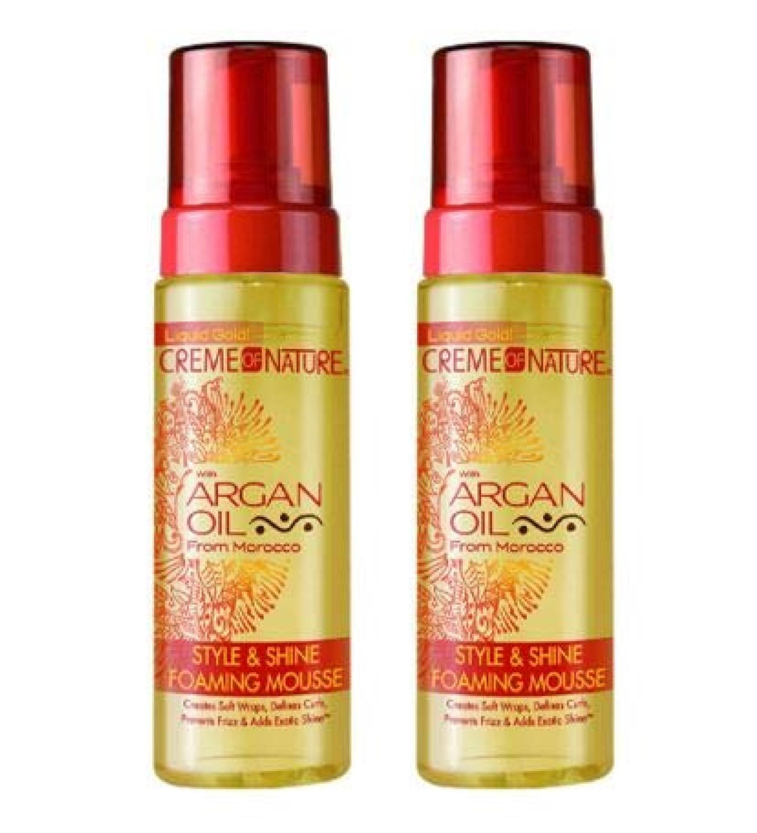 Creme of Nature with Argan Oil from Morocco Style and Shine Foaming Mousse 7 fl Oz / 207ml (Pack of 2)