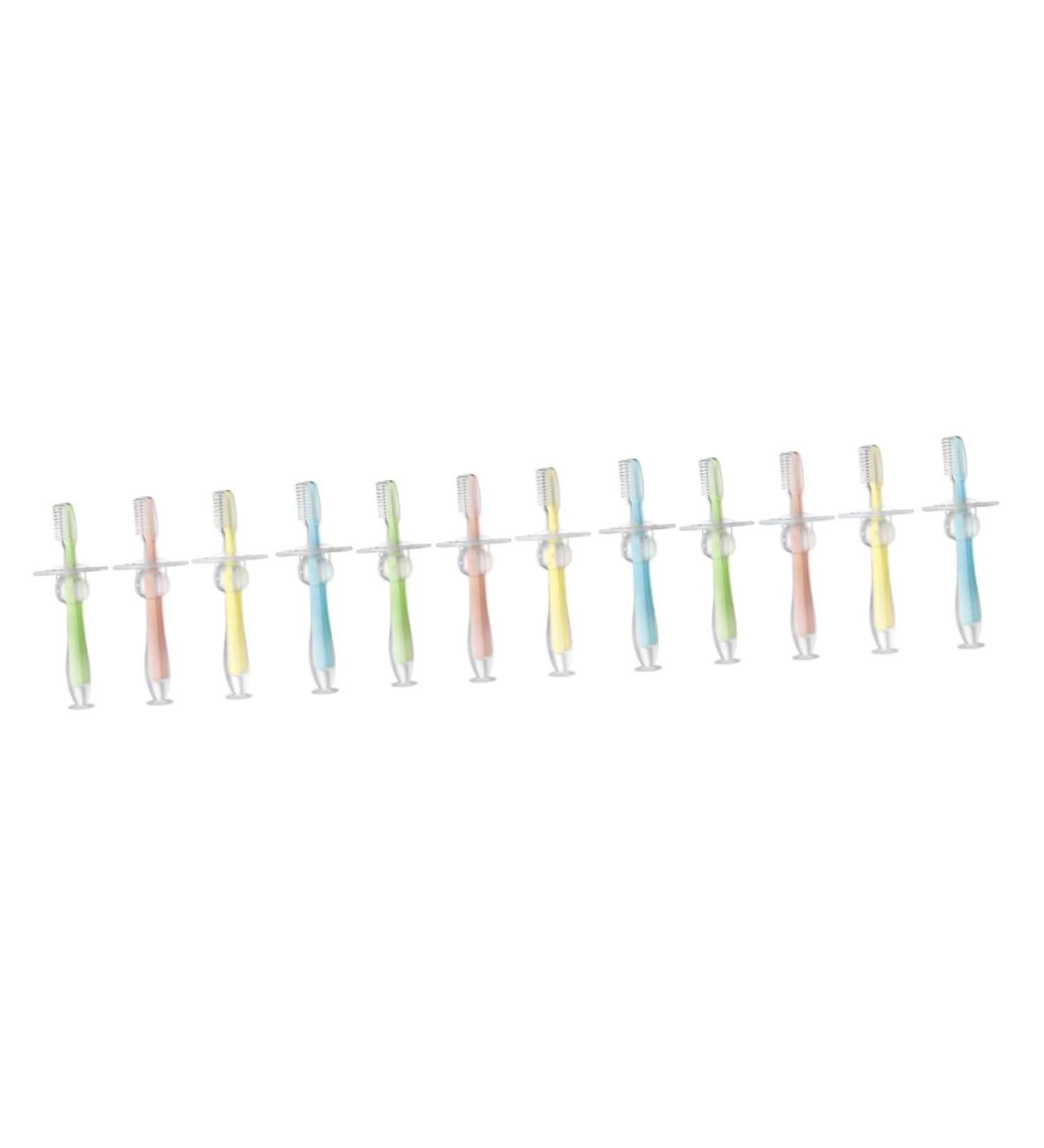 Partykindom Silicone Toothbrush Set for Toddlers - 12 Pack Infant Training Brushes for Gentle Teeth Cleaning - Buy Online on GoSupps.com