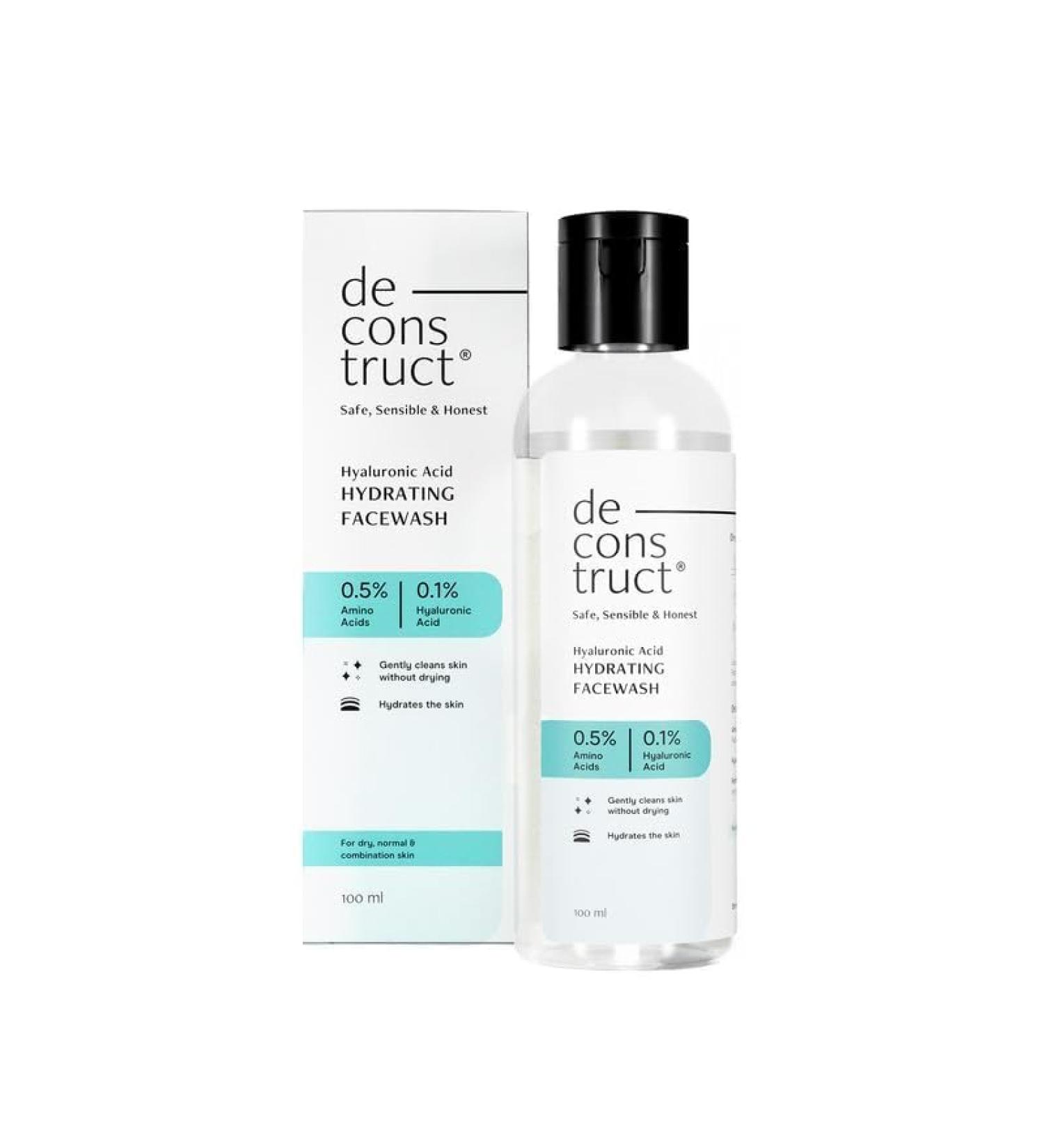 DEcon.struct Hyaluronic Acid Hydrating Facewash | Gentle Cleanser for Dry Skin | 0.5% Amino Acids & 0.1% Hyaluronic Acid | 100ml - International Shipping - Buy Online on GoSupps.com