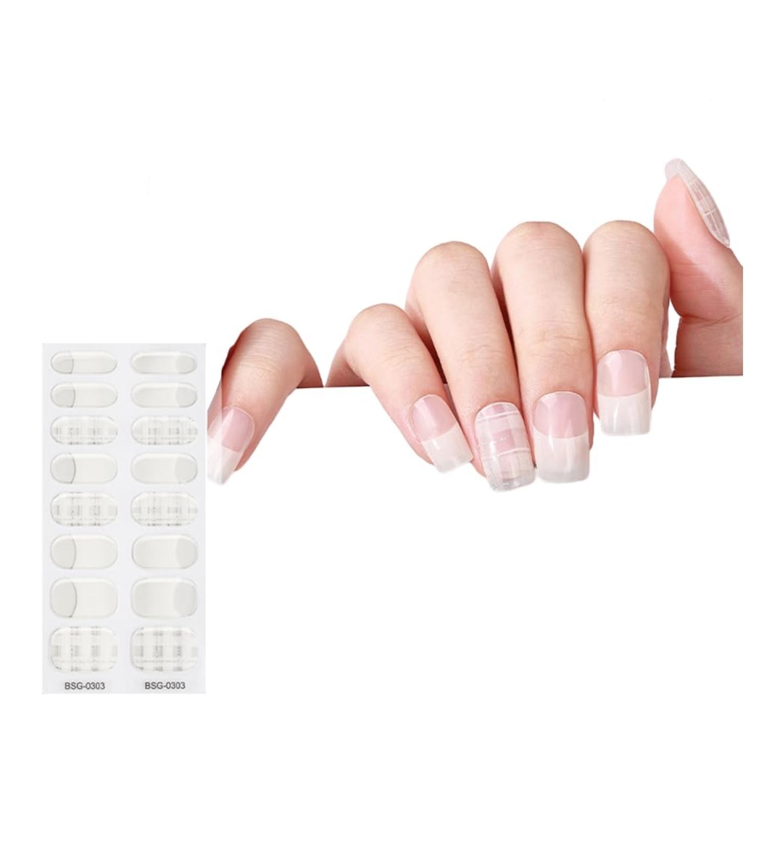 16 Pieces Semi Cured Gel Nail s for Women Gel Nail Sticker Long Lasting Gel Nail Wraps with Soft Glossy Gel Finish BSG0303 - Buy Online on GoSupps.com