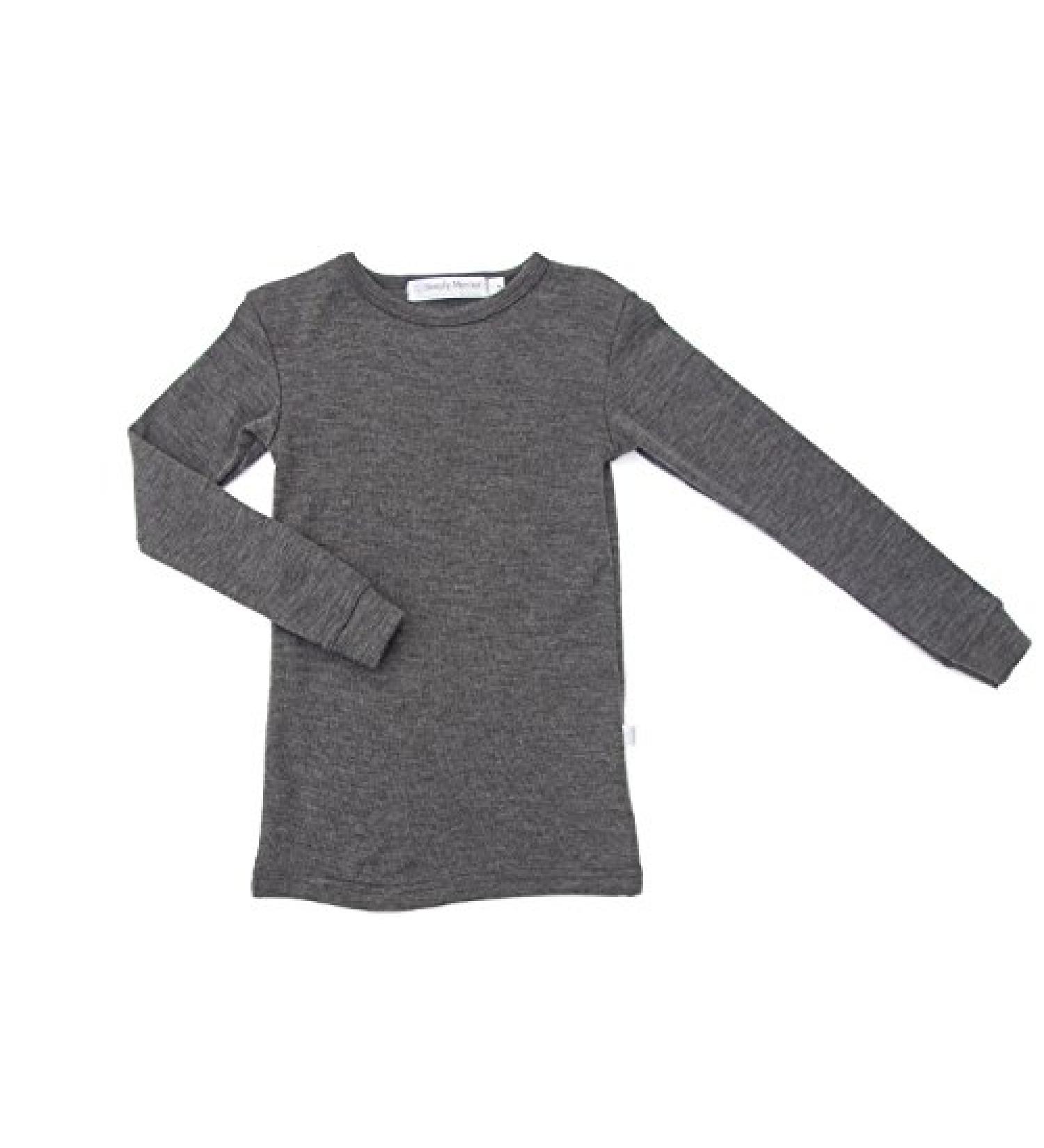 Organic Merino Wool Kids Thermal Long Sleeve Top - Natural Warm Base Layer | Unisex 4 Charcoal - Buy Online on GoSupps.com