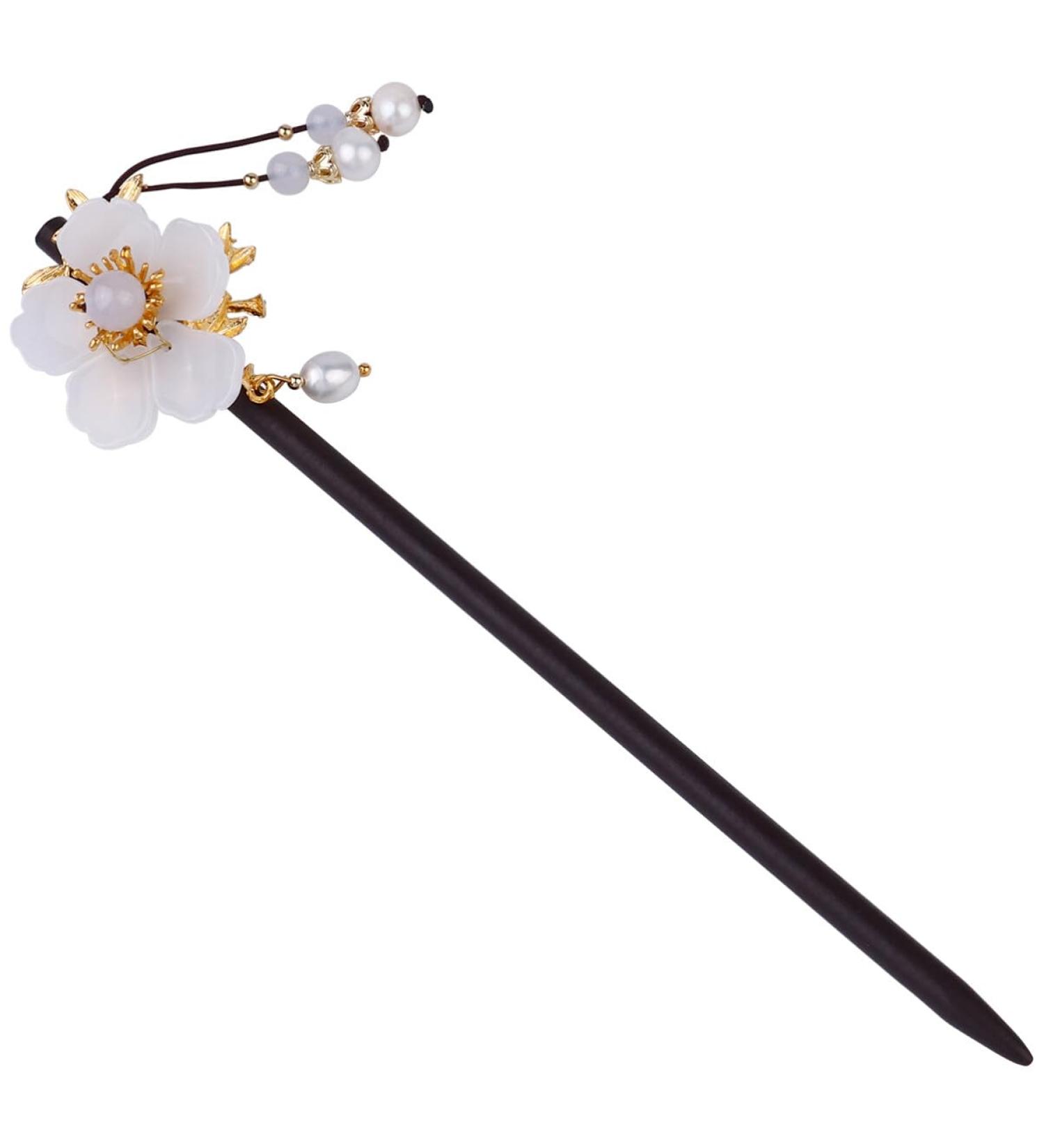 Mobestech Pearl Wood Hairpin Flower Pearl Hairpin Pearl Hair Stick Ancient Style Hair Stick Floral Hair Hairpin Wood Hair Stick Vintage Hair Stick Fork Pen Chinese Style Wooden Hair Pin Miss - Buy Online on GoSupps.com