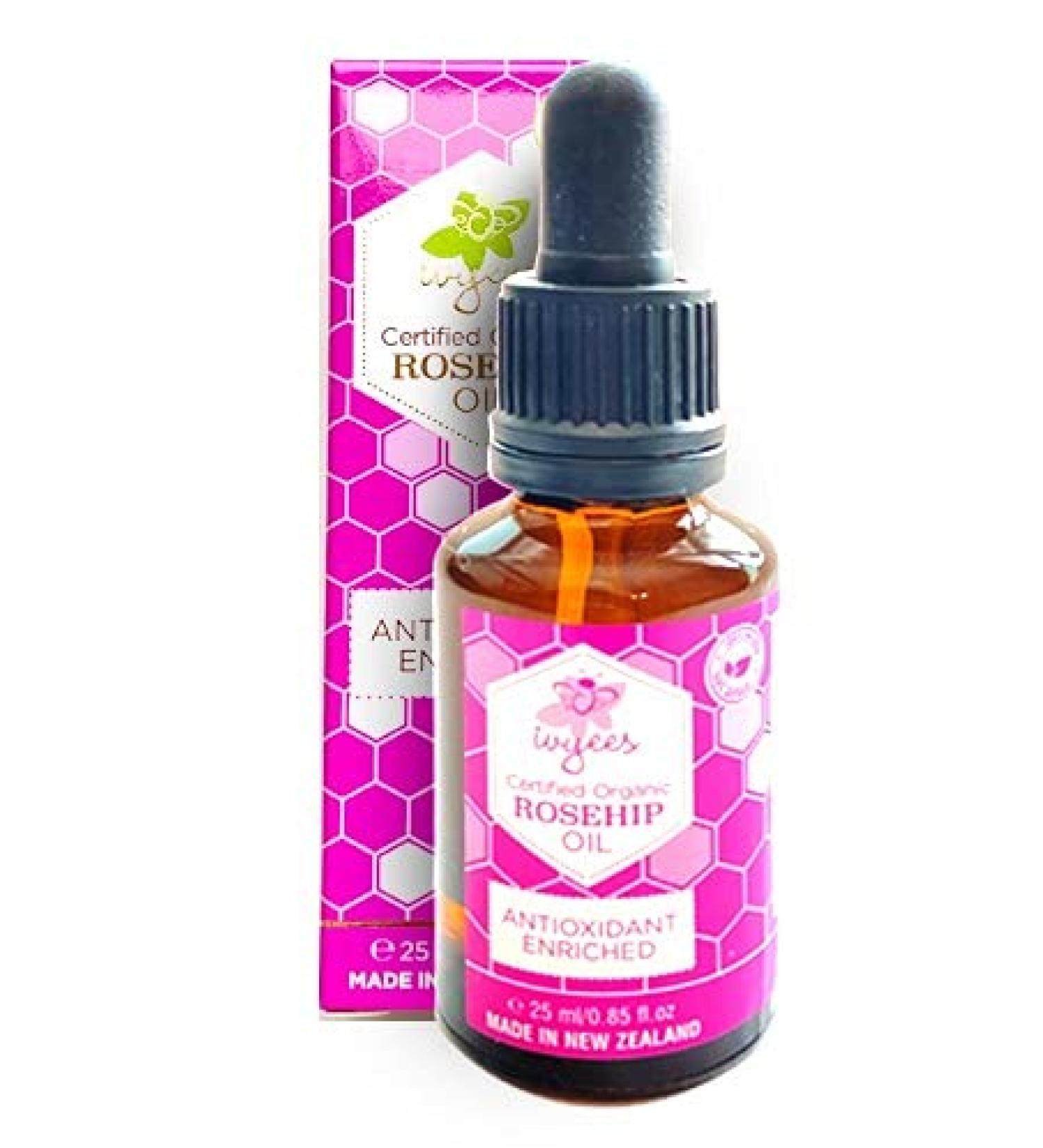 Rosehip Oil .85 Oz With Essential Fatty Acids Vitamin A C And Omega 3-6-9 To Soothe Soften Hydrate and Protect Skin Antioxidant Enriched Paraben and Mineral Oil Free 24 Count
