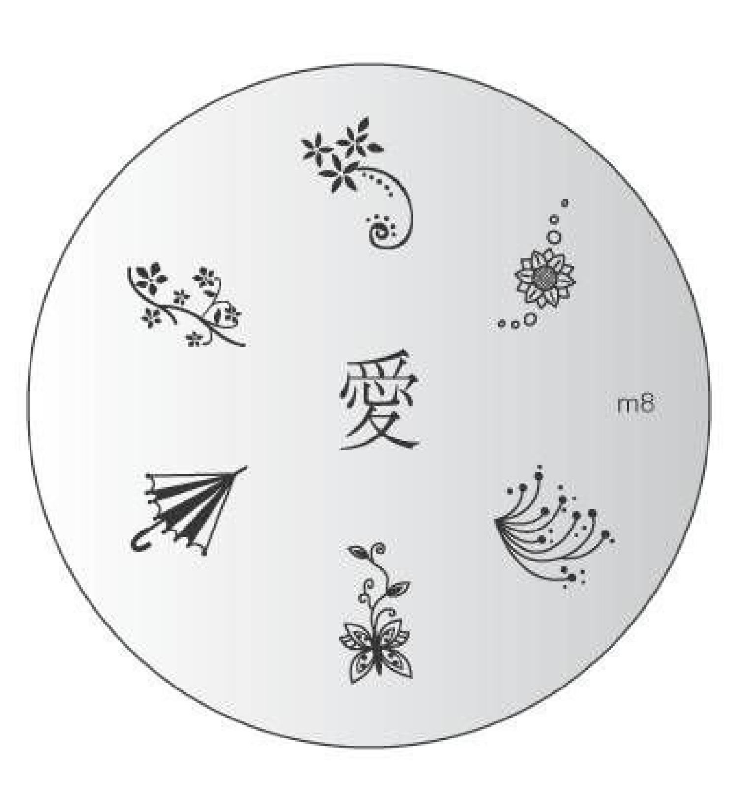 Stamping stencil UMBRELLA FLOWERS m8 by KONAD - CUTE NAILS