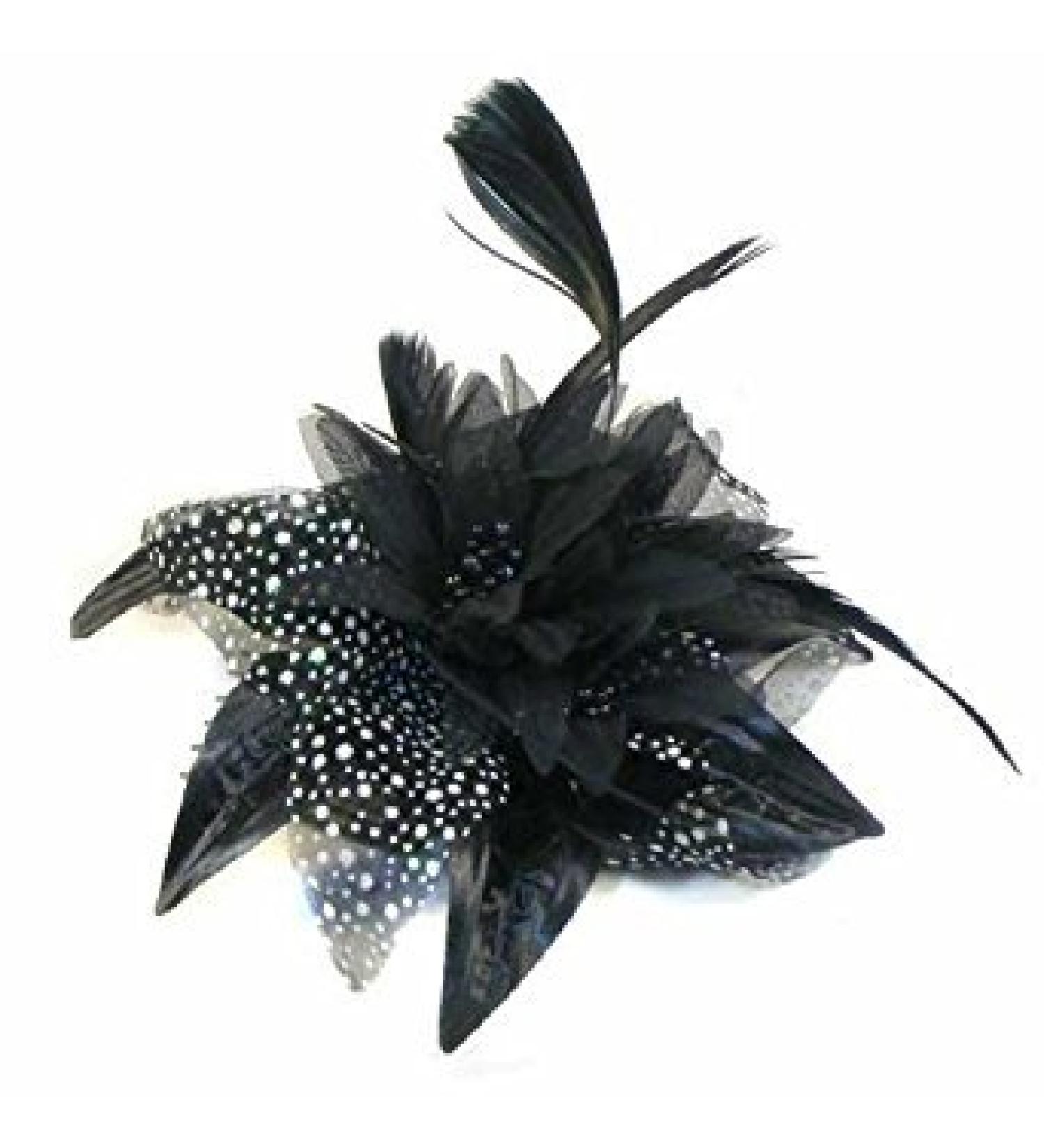Black Chiffon Flower and Feather Fascinator on Comb. - Buy Online on GoSupps.com