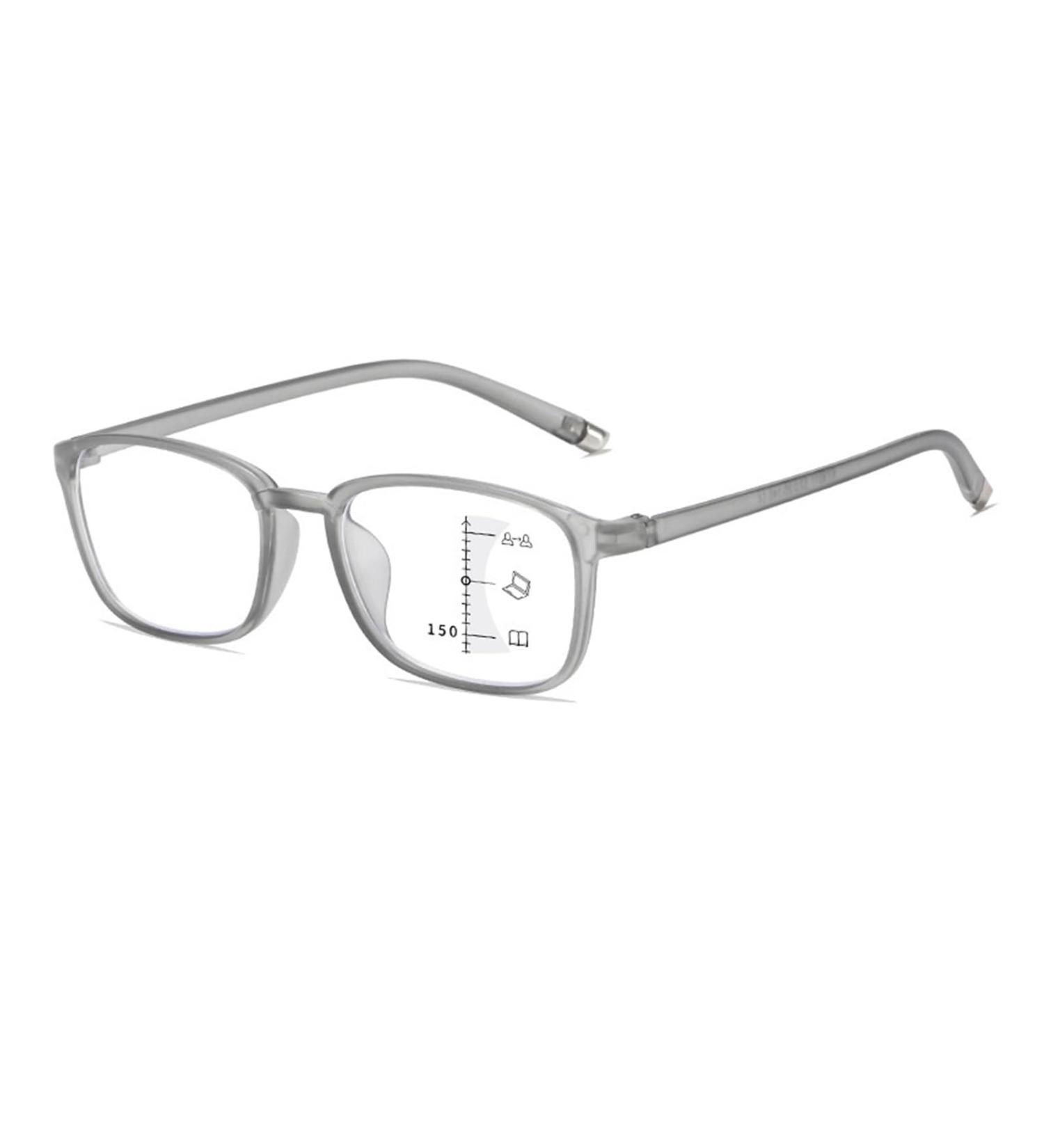 Ultra-Light TR90 Multifocus Reading Glasses - Anti-Blue Light Fashionable Zoom - Gray Frame 3.50 - Buy Online on GoSupps.com