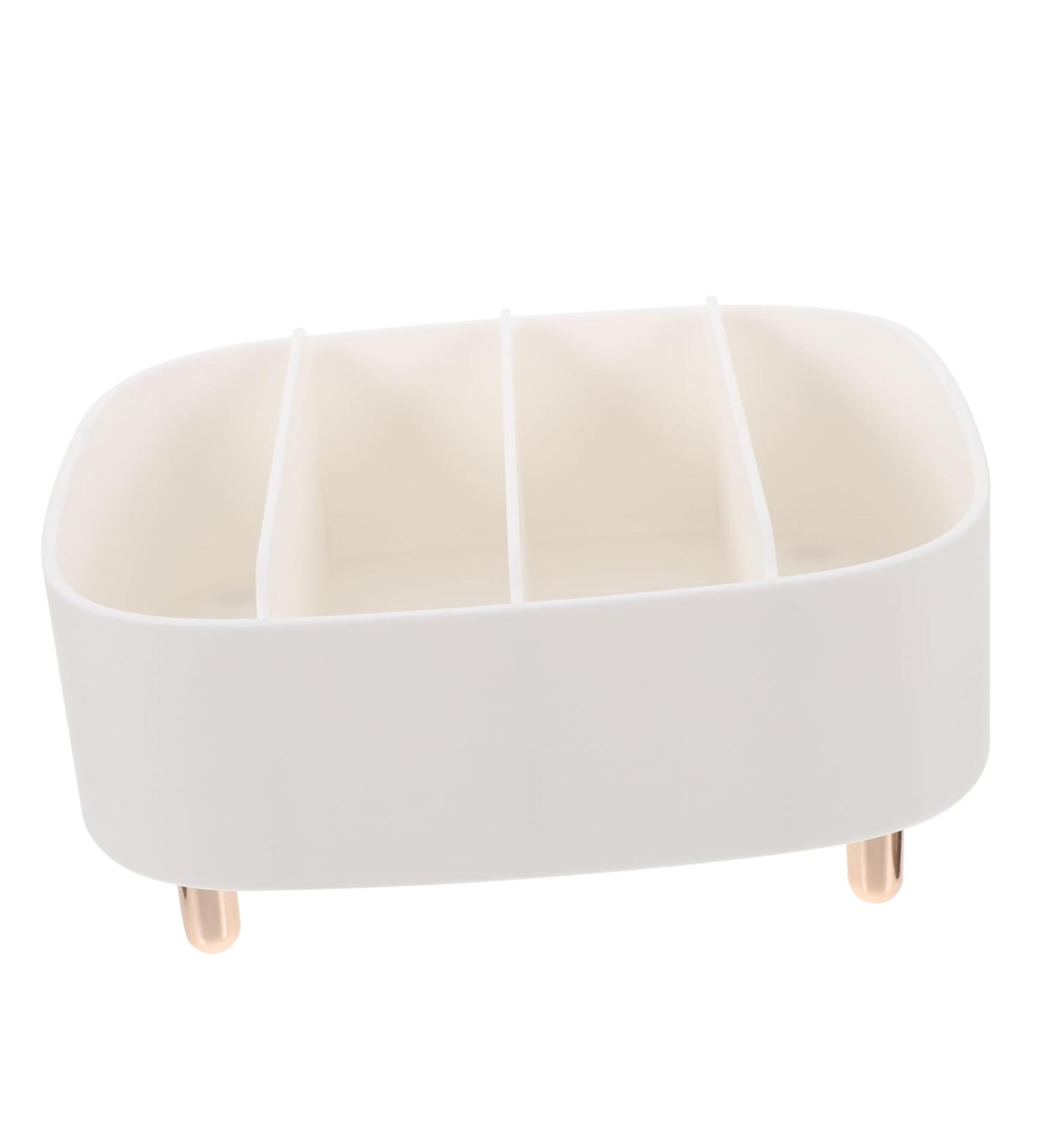 Housoutil Box Makeup Storage Box Eyeshadow Makeup Organizer Makeup Countertop Organizer Bracket Cosmetic 20.6X20X8.6CM White - Buy Online on GoSupps.com