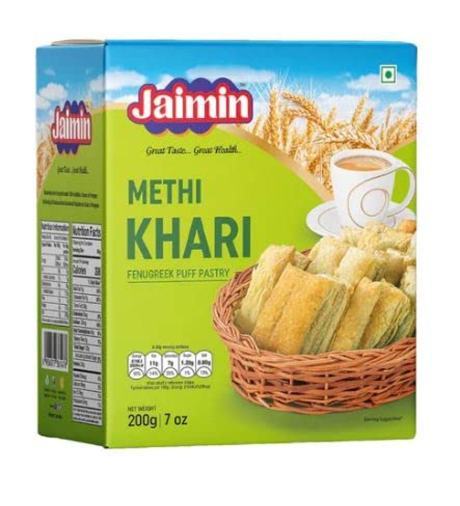 Jaimin Methi Khari Crispy Crunchy And Delicious In Flavour English snacks Tasty Delicious Tea Snack Turmeric 1 Count (Pack of 1)