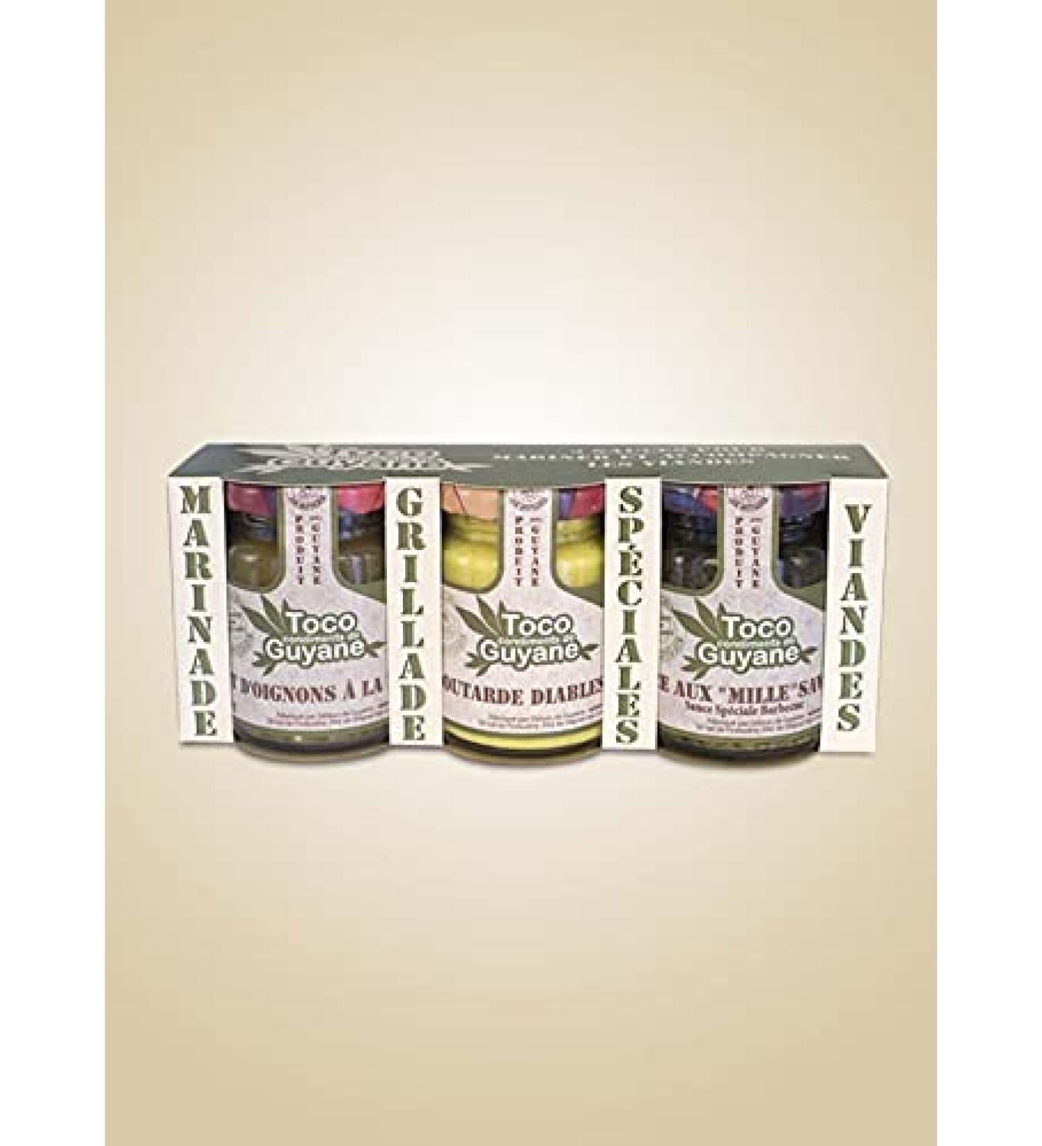 TOCO Délices de Guyane – Meat Accompaniment Box – 3 sauces with chili – Natural and 100% French Ingredients – 3 x