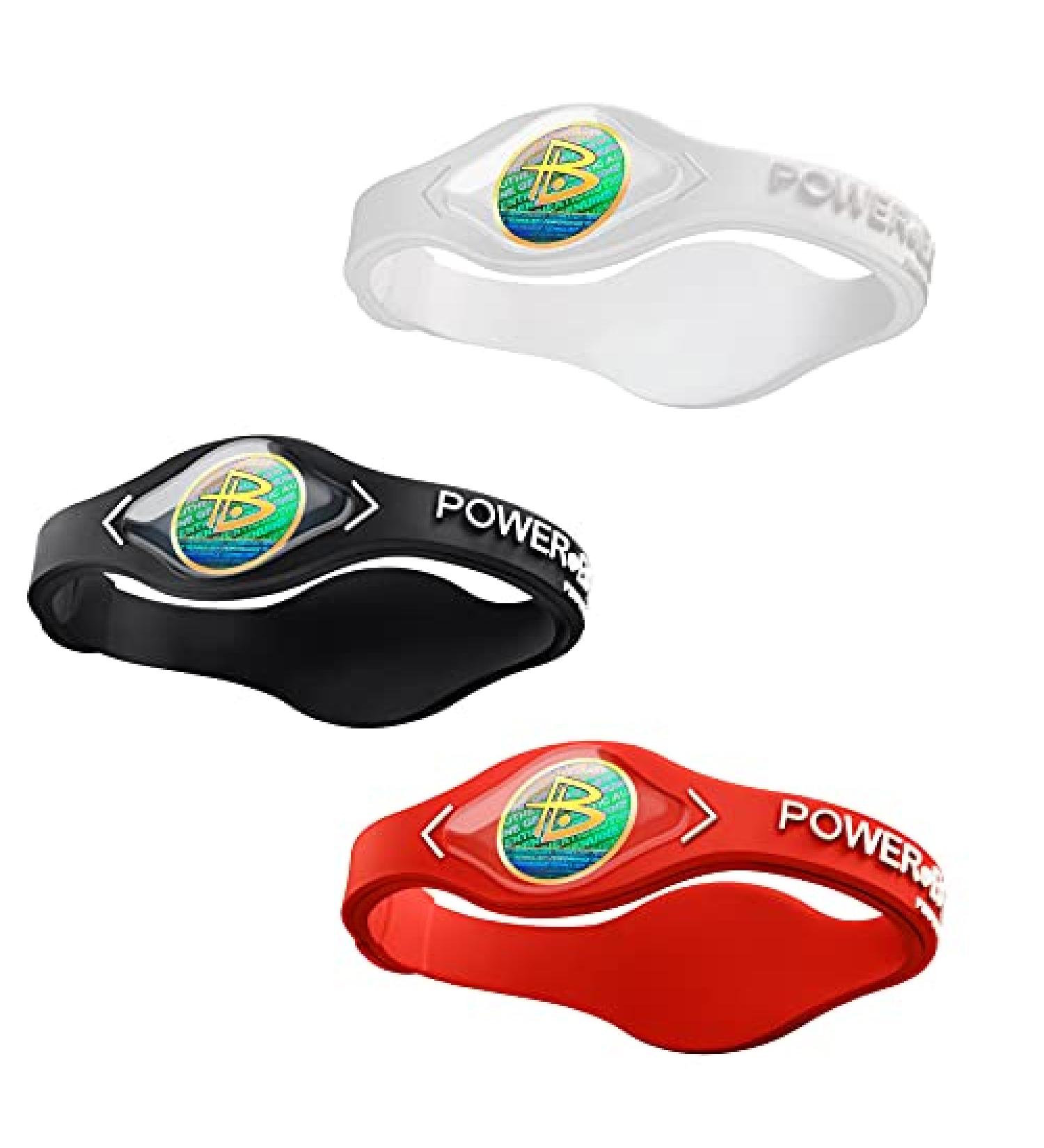 Power Balance Performance Wristband 3 Pack - Silicone Sports Bracelets for Men & Women - Waterproof & Durable - Size M+M+L - White, Red, Black - Buy Online on GoSupps.com