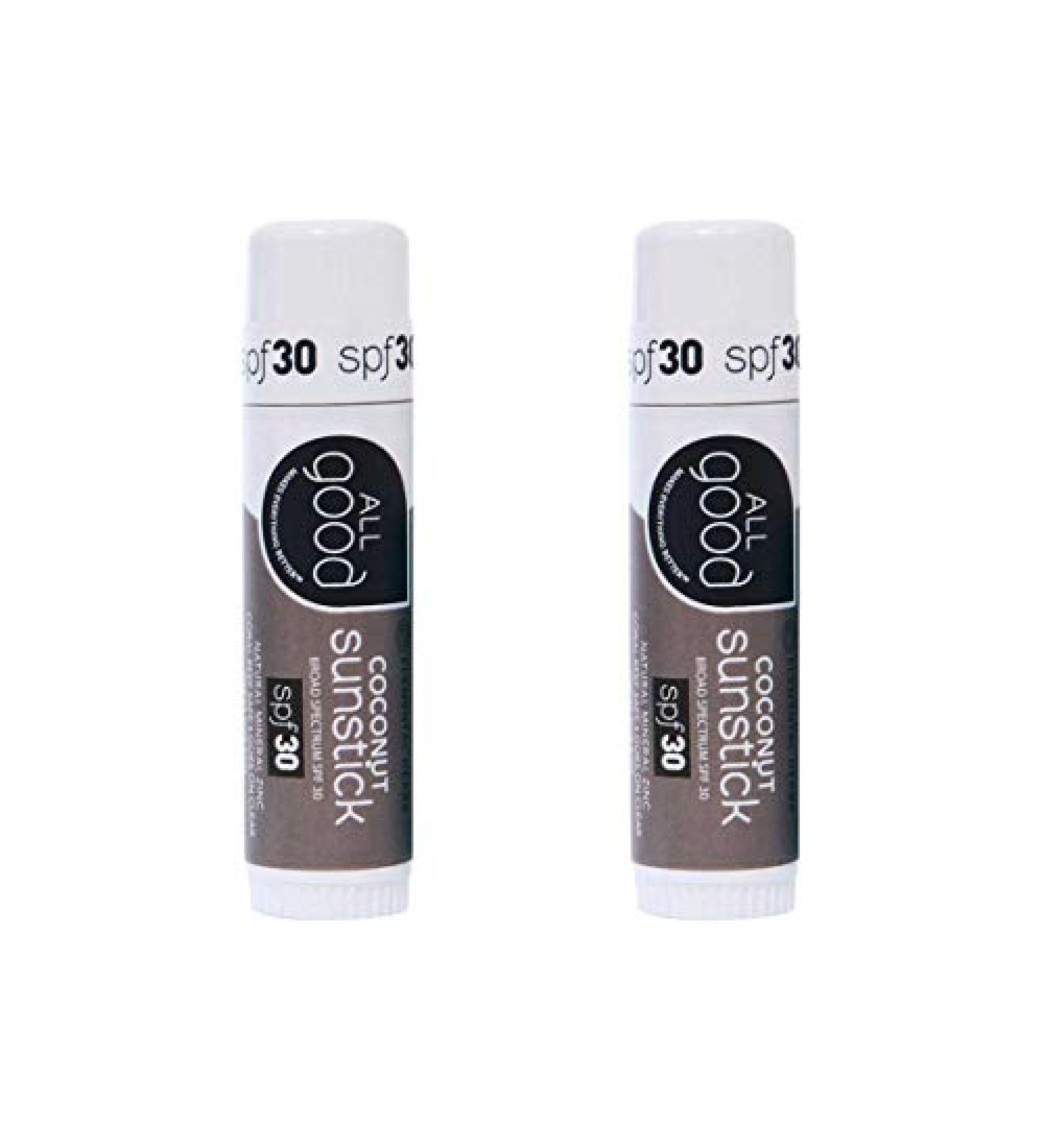 All Good Sunstick Face Sunscreen SPF 30+ (2-Pack) - Water Resistant, Coral Reef Friendly - Beeswax, Zinc, Vitamin E, Shea Butter - Buy Online on GoSupps.com