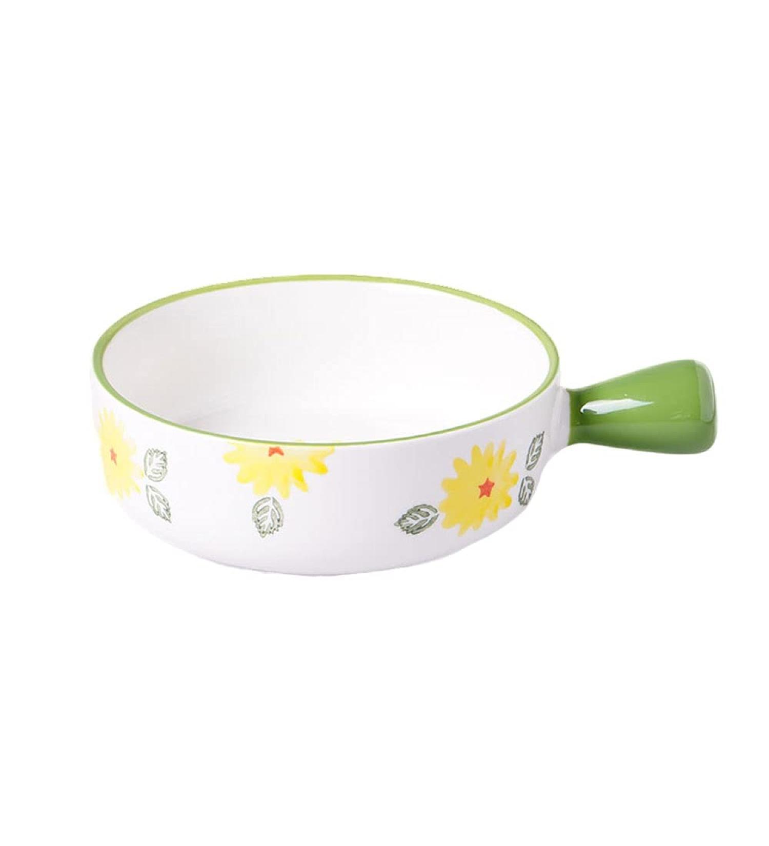 Dishes Ceramic Handle Bowl Fruit Salad Breakfast Bowl Instant Noodle Dishes Creative Cute Baking Household Kitchen Tableware (Color : J) (B) - Buy Online on GoSupps.com
