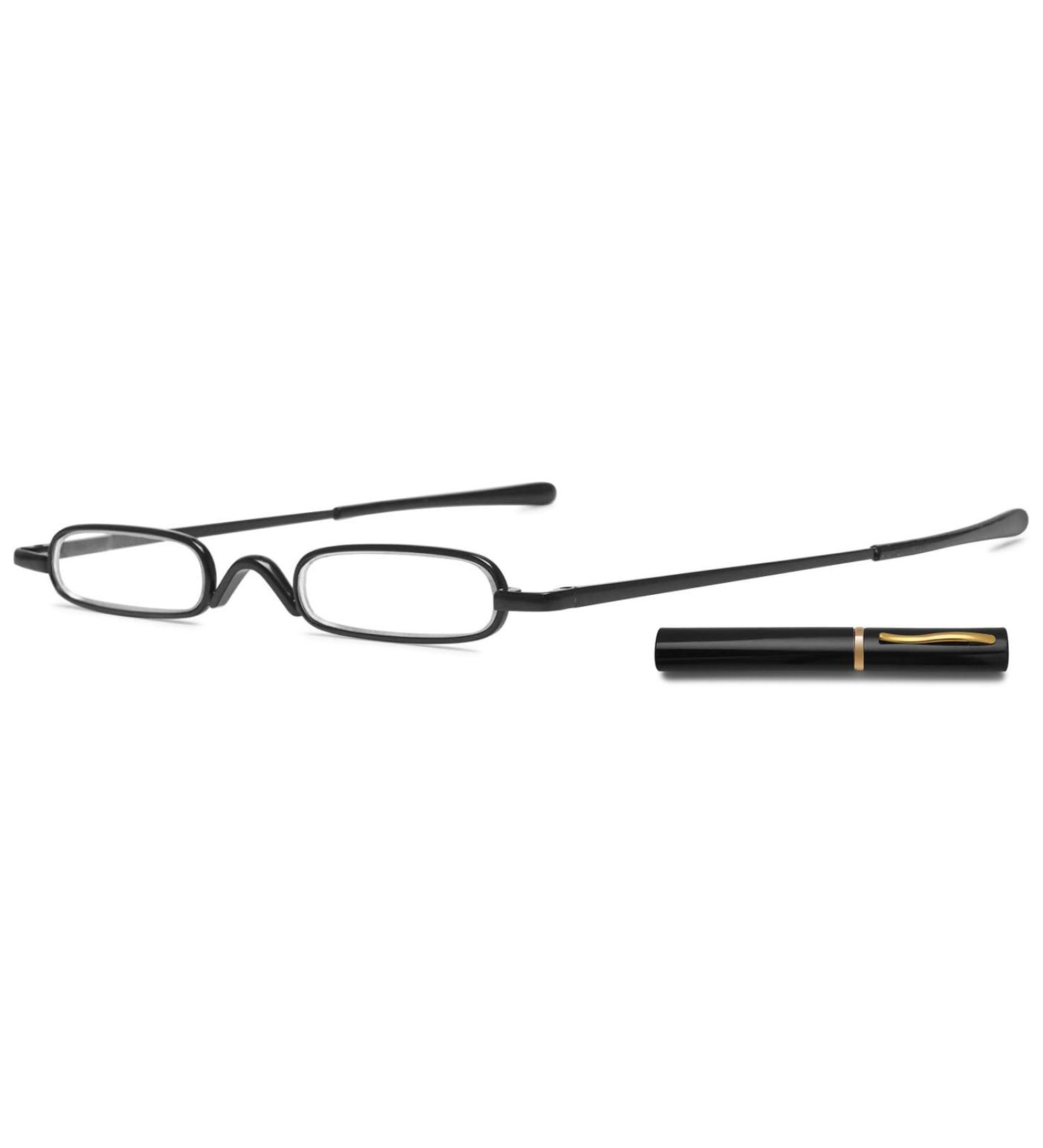 Abetos Mini Narrow Reading Glasses - Compact Lightweight Visual Aid for Men & Women | Fashionable Black 3.0x with Case - Buy Online on GoSupps.com