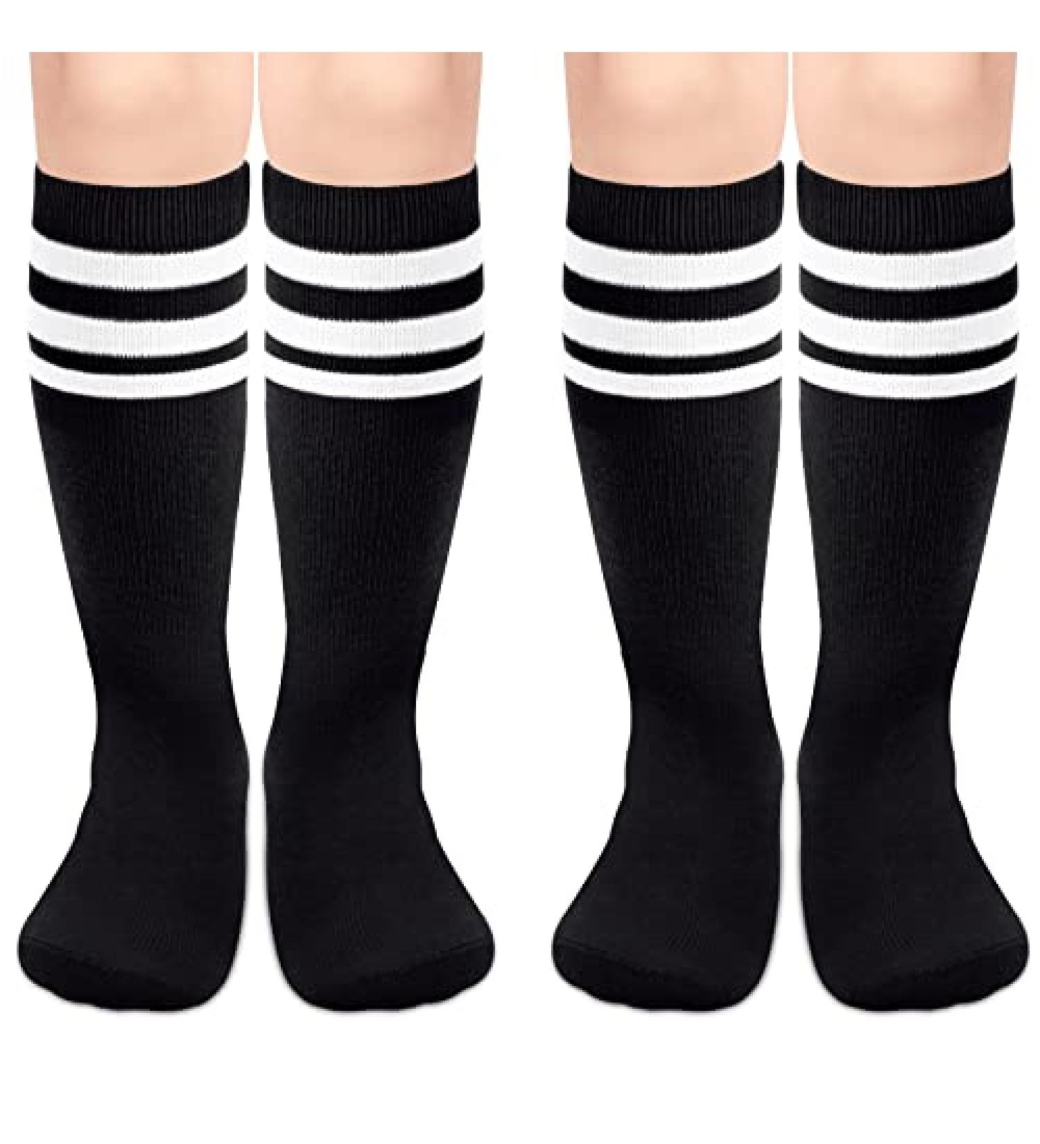 Olreco Youth Soccer Socks for Boys and Girls | Toddler Knee High Long Tube Socks 3-6 Years | Black & White - Buy Online on GoSupps.com