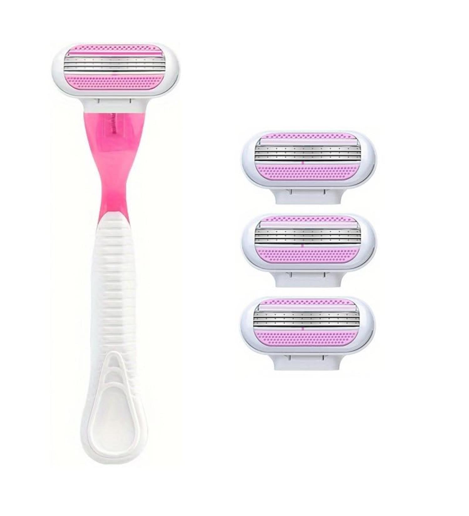 Razor 3-Leaf T-Shaped Lady Razor - Removable Hair Remover for Women | Reusable & Easy Trim | 1 Holder 3 Blades - Buy Online on GoSupps.com