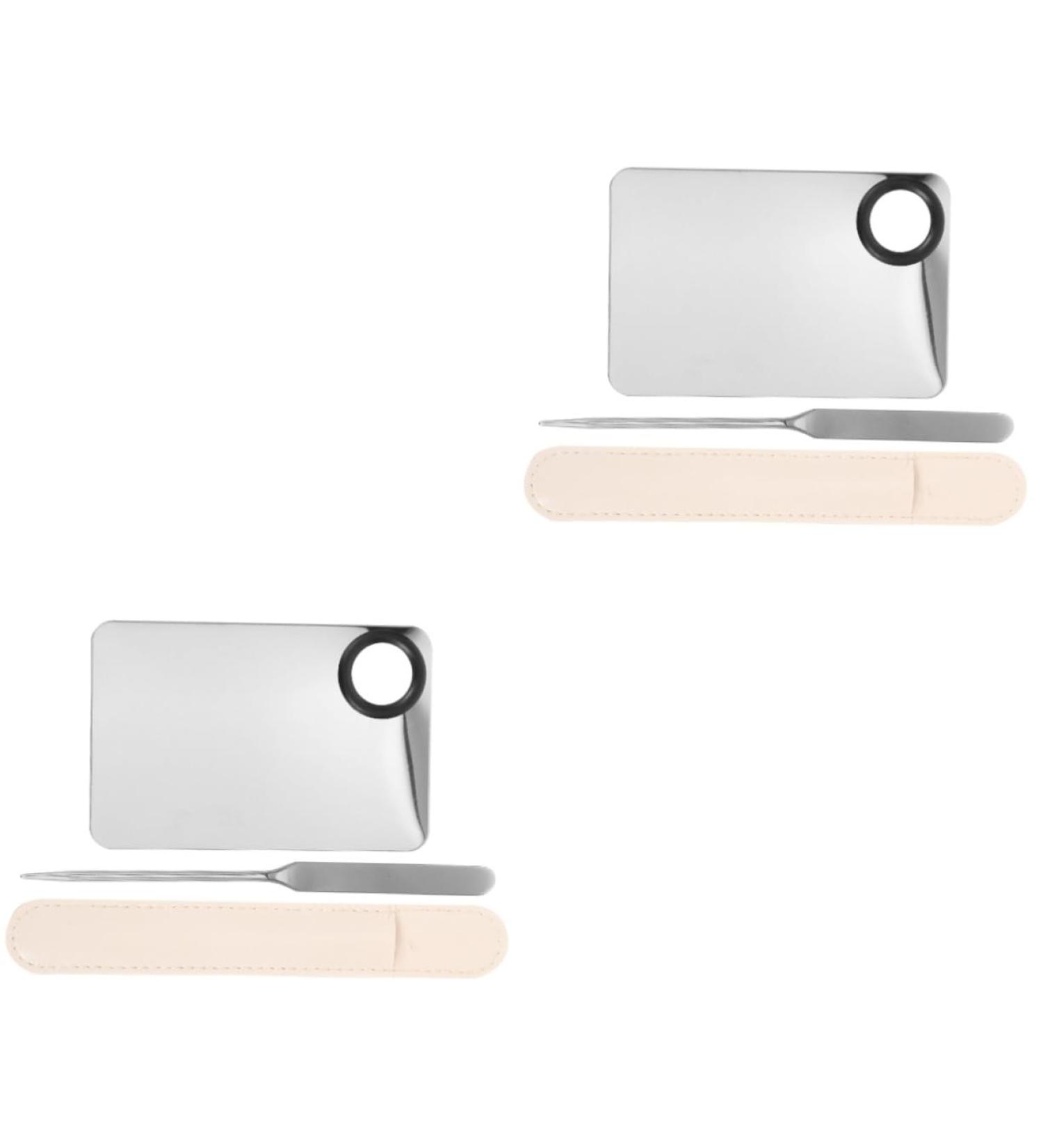 Buy 2 Sets Liquid Foundation Palette & Stainless Steel Makeup Spatulas | Portable Cosmetic Mixing Tools for Flawless Makeup - Buy Online on GoSupps.com