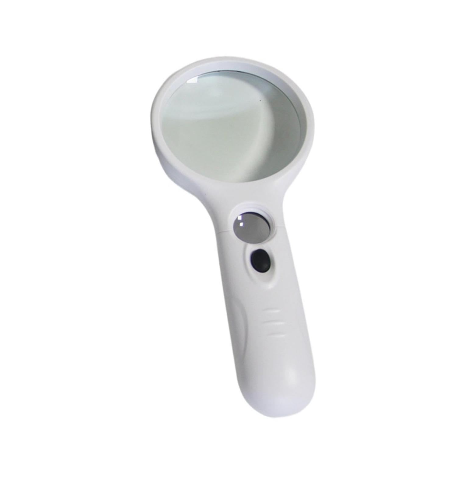 Double Lens with 3 LED Lights Racket Handheld high Power Reading Plastic Magnifying Glass with Lights 6902white free - Buy Online on GoSupps.com