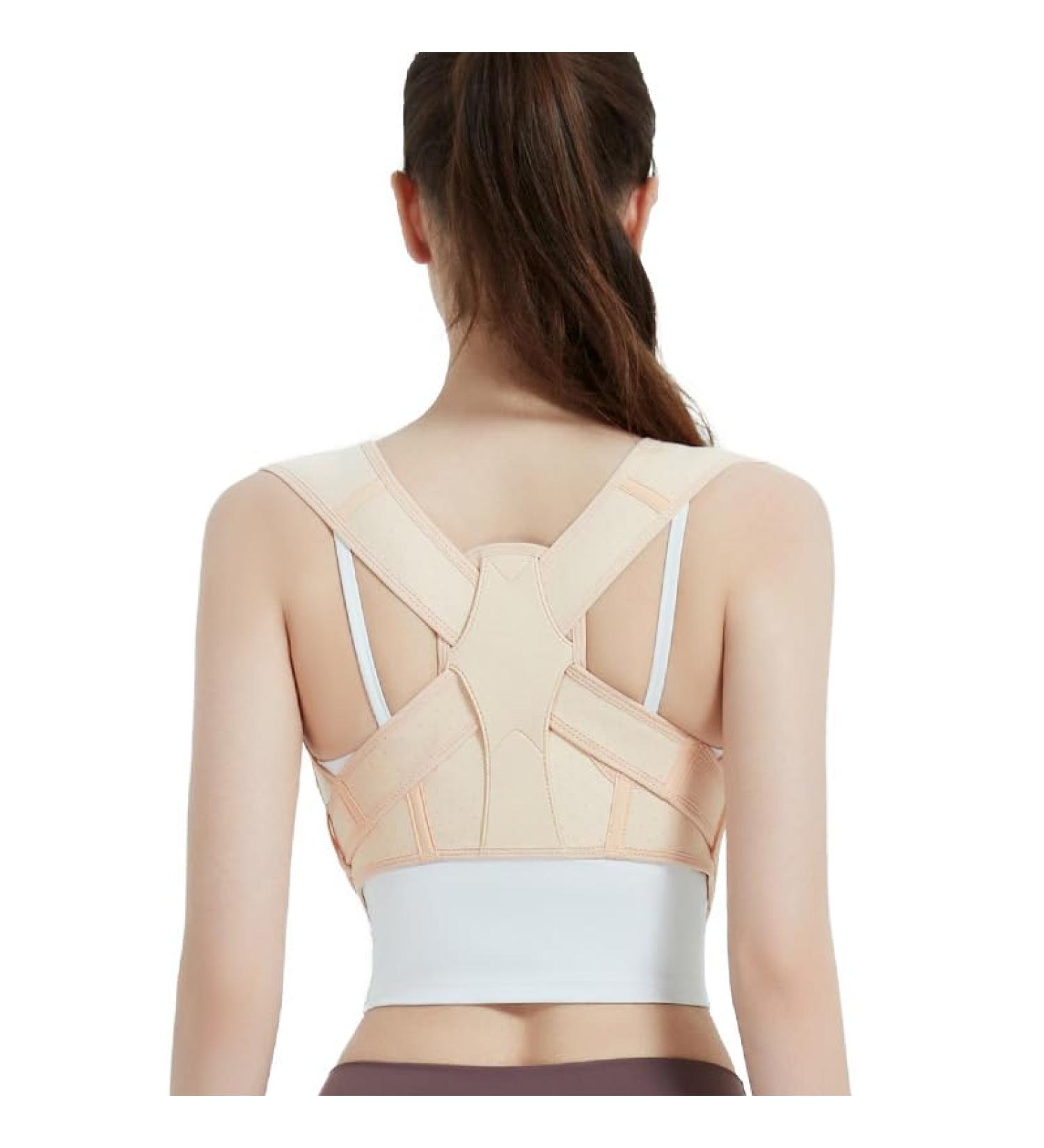 Women's Posture Corrector Adjustable Back Brace Adjustable and Full Back Support Improves Back Posture and Lumbar Support S-M White - Buy Online on GoSupps.com