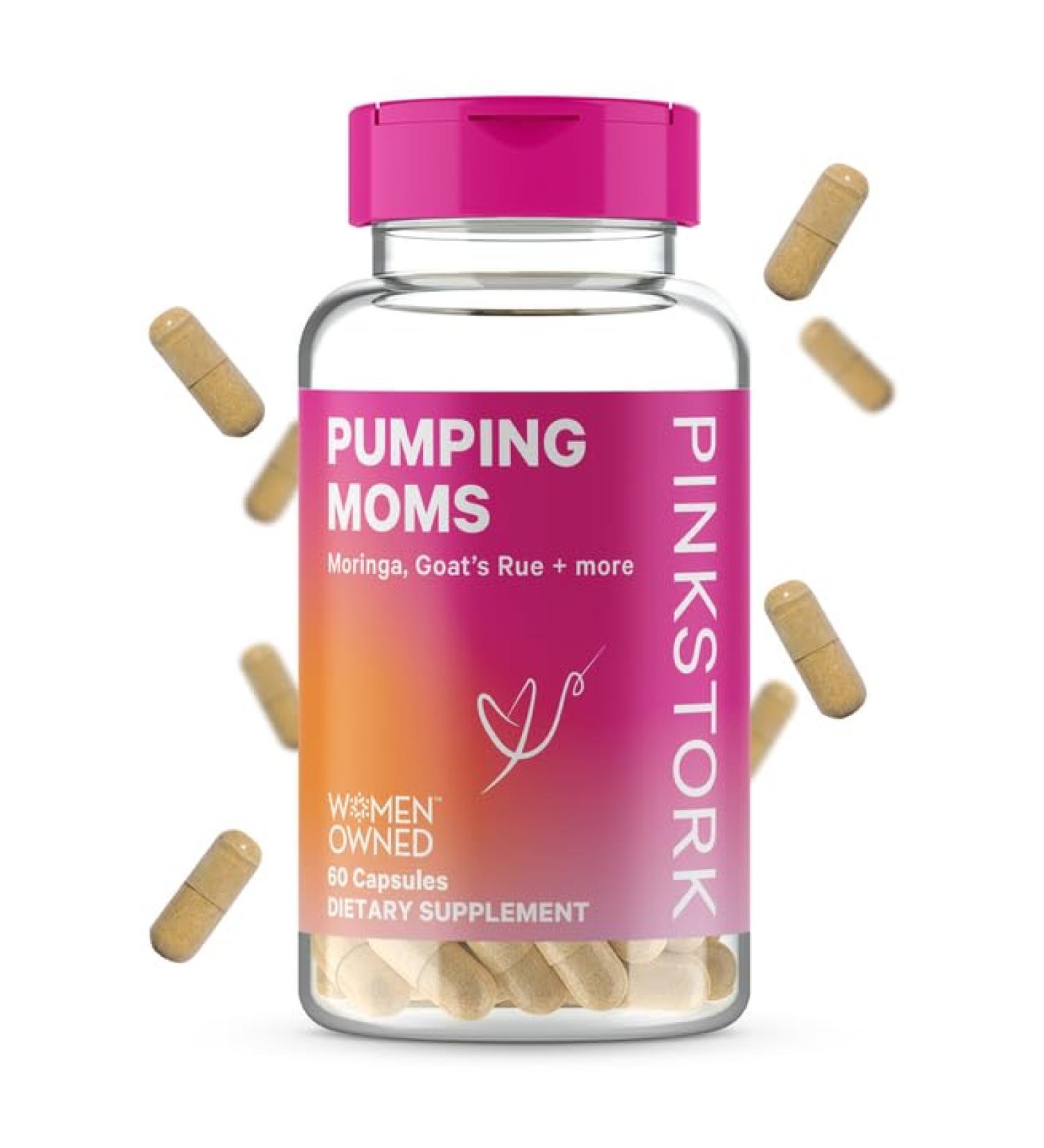 Pink Stork Pumping Moms Lactation Support Supplement - Goat's Rue & Milk Thistle - 60 Capsules - Buy Online on GoSupps.com