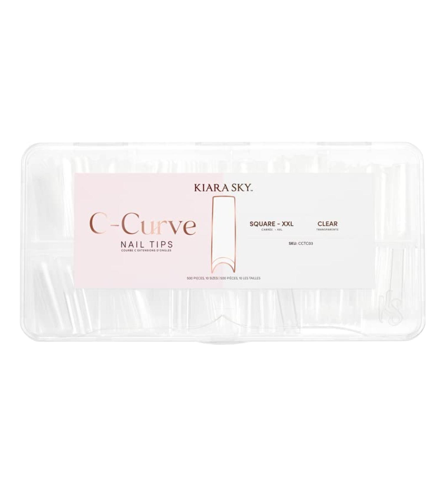 Kiara Sky C Curve XXL Nail Tip Case - 500 Tips in 10 Sizes (Square Clear) - Buy Online on GoSupps.com