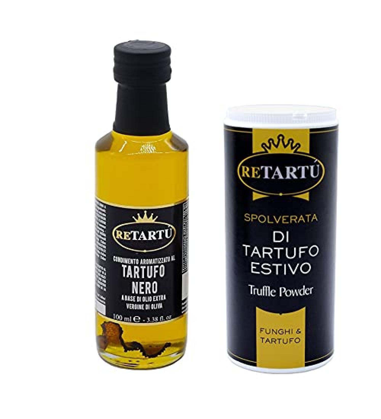  Giuliano Tartufi Black Truffle Set: 100g Summer Truffle Powder and 100ml Extra Virgin Olive Oil-Based Condiment - Buy Online on GoSupps.com