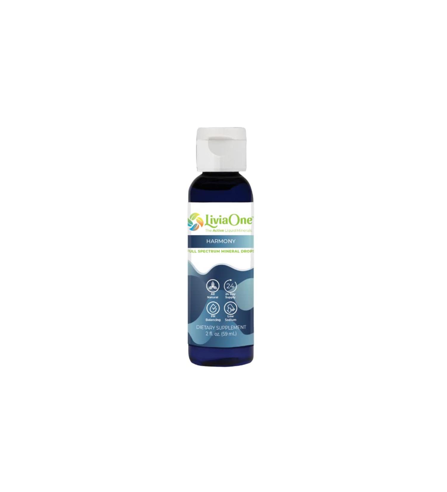 LiviaOne Harmony Trace Minerals Concentrate - Ionic Liquid with 72+ Minerals for Energy, Electrolytes & Hydration - 2oz - Buy Online on GoSupps.com