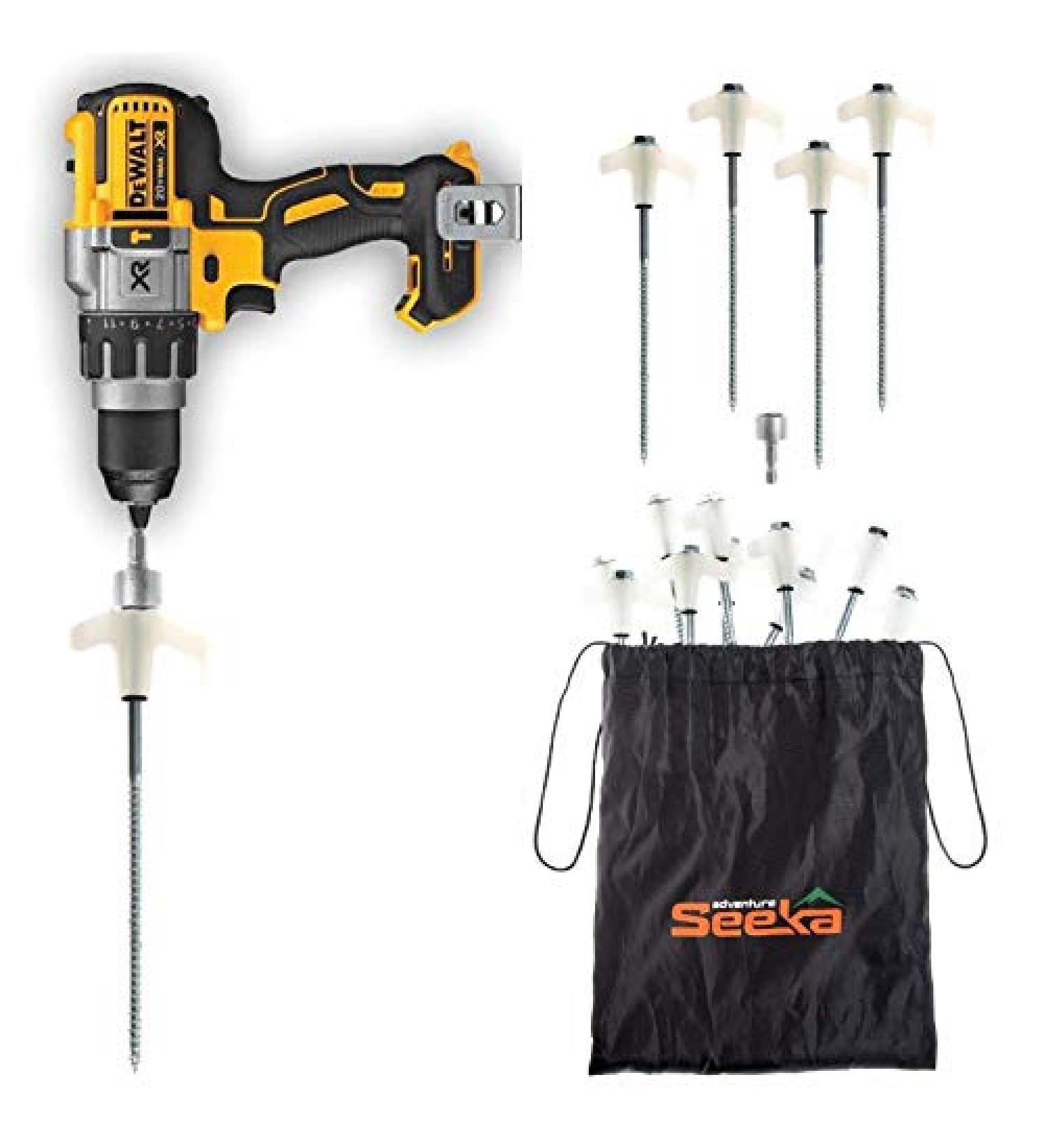 Adventure Seeka 15 Pack - Heavy Duty Glow-in-The-Dark Tent Stakes with Hex Head Driver & Storage Bag - Buy Online on GoSupps.com