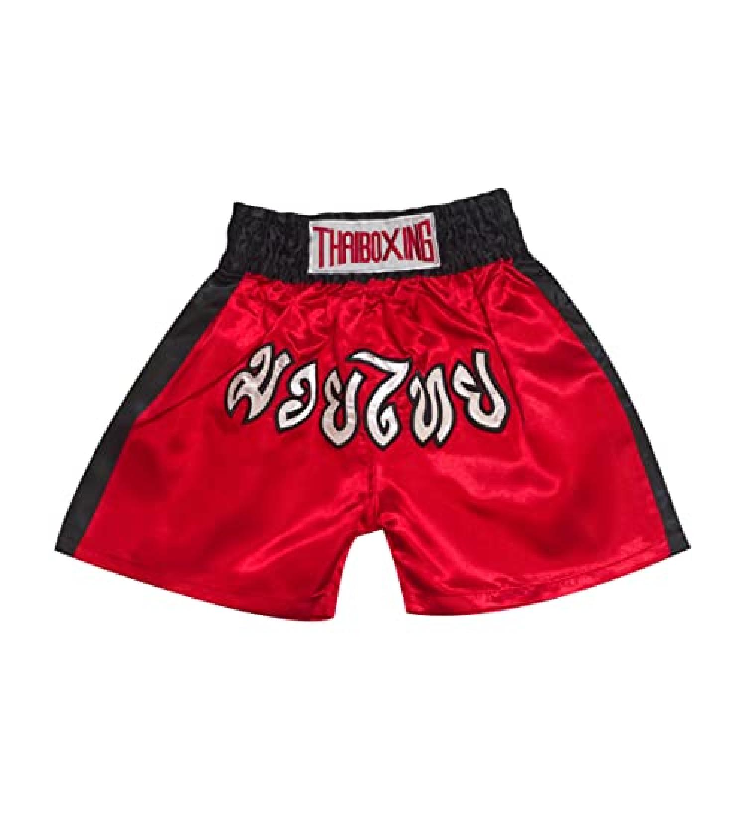 Siamkick Youth Light Muay Thai Shorts for Kids | X-Small Red & Black | Boxing Kickboxing MMA Training Trunk for Boys and Girls (4-12 Years) - Buy Online on GoSupps.com