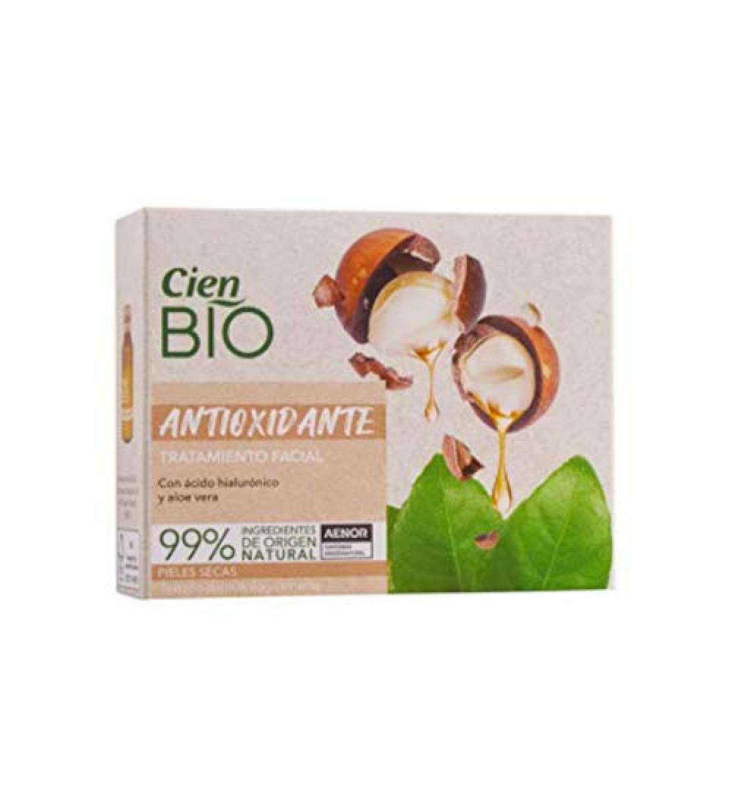 Cien Cien - Antioxidant treatment for dry skin with hyaluronic acid and Aloe Vera. 4 ampoules x 3 ml