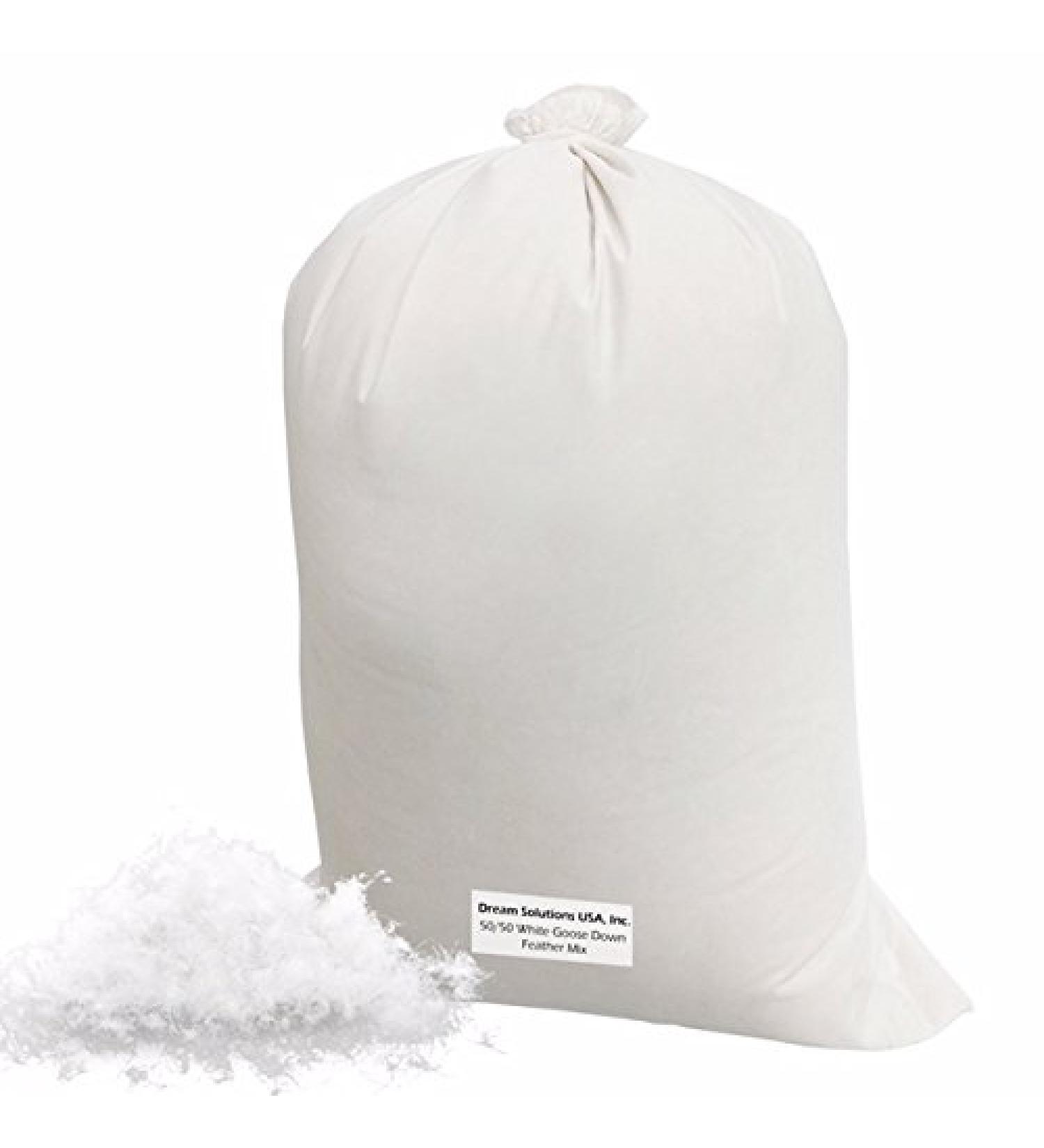 Dream Solutions USA 50/50 Hungarian White Goose Down Stuffing - 1/2 lb - Ultra-Plush Softness for Pillows, Comforters & Jackets - Make Your Own Pillow - 8 Ounce Pack - Buy Online on GoSupps.com
