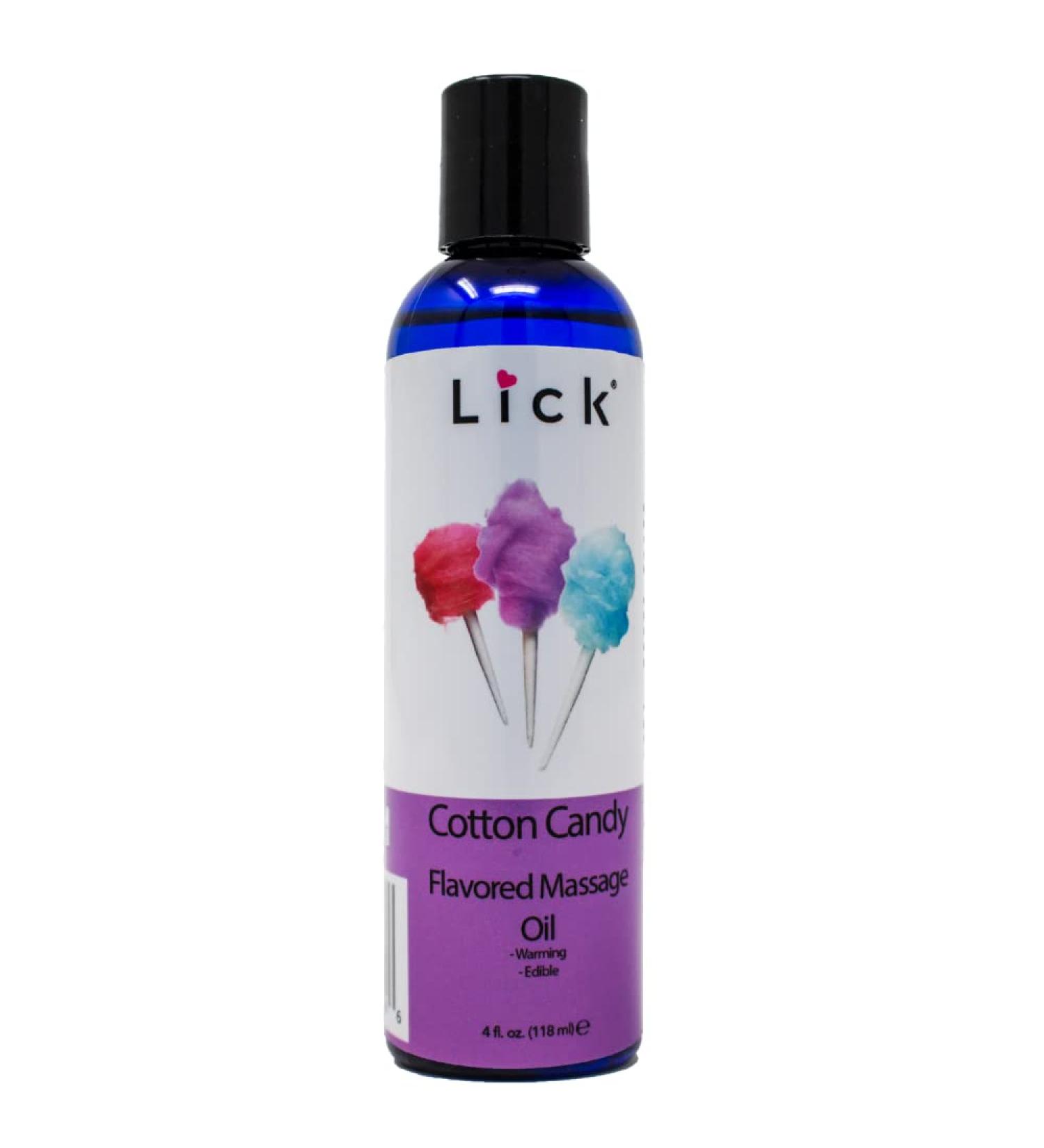 Vegan Cotton Candy Massage Oil - Edible Relaxing Non-Sticky Body Oil with Vitamin E & Sweet Almond - 4 oz - Buy Online on GoSupps.com