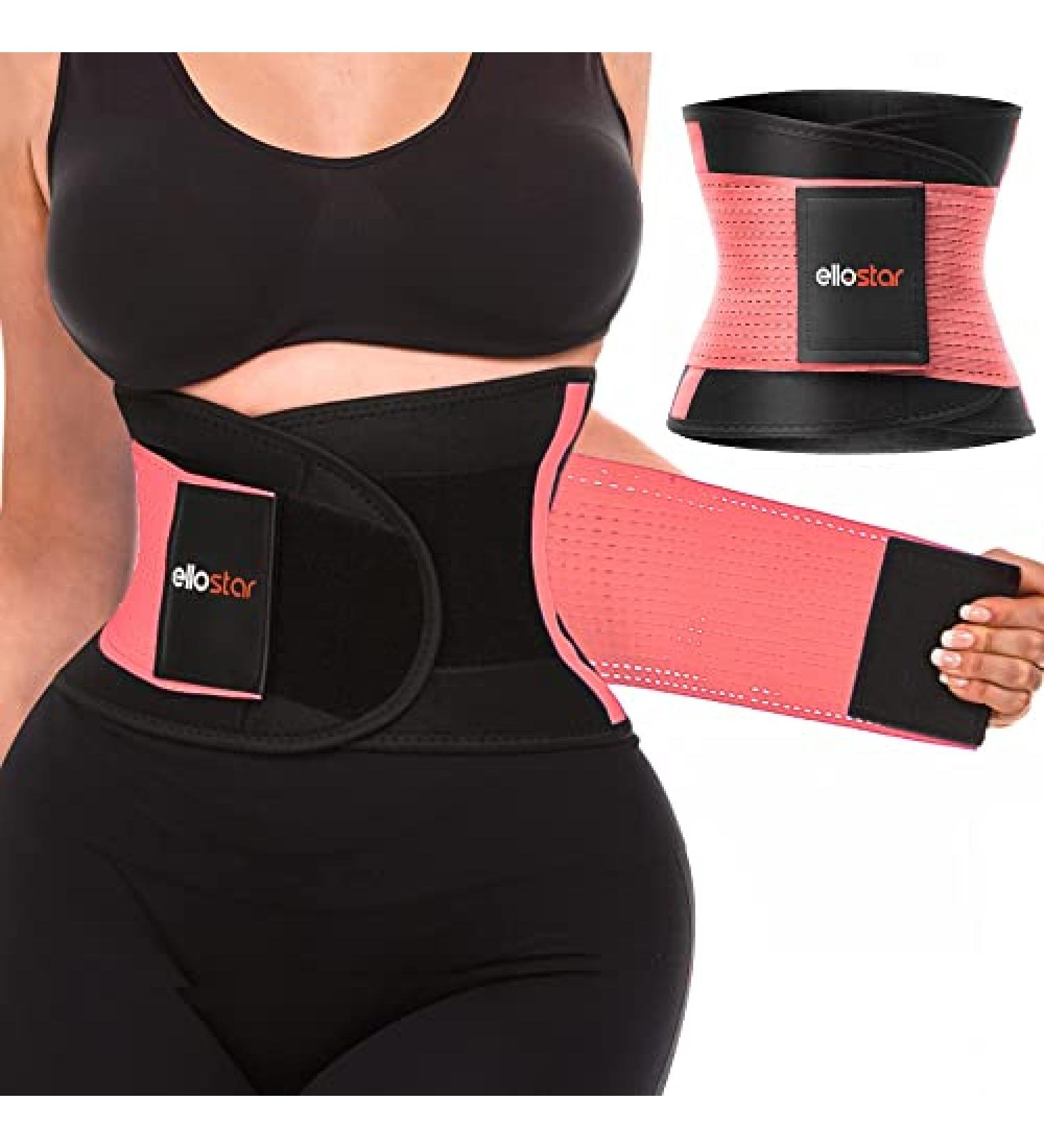 Ellostar Waist Trainer for Women - Back Support Band, Tummy Control, Sweat Weight Loss Shapewear - Large Pink - Buy Online on GoSupps.com